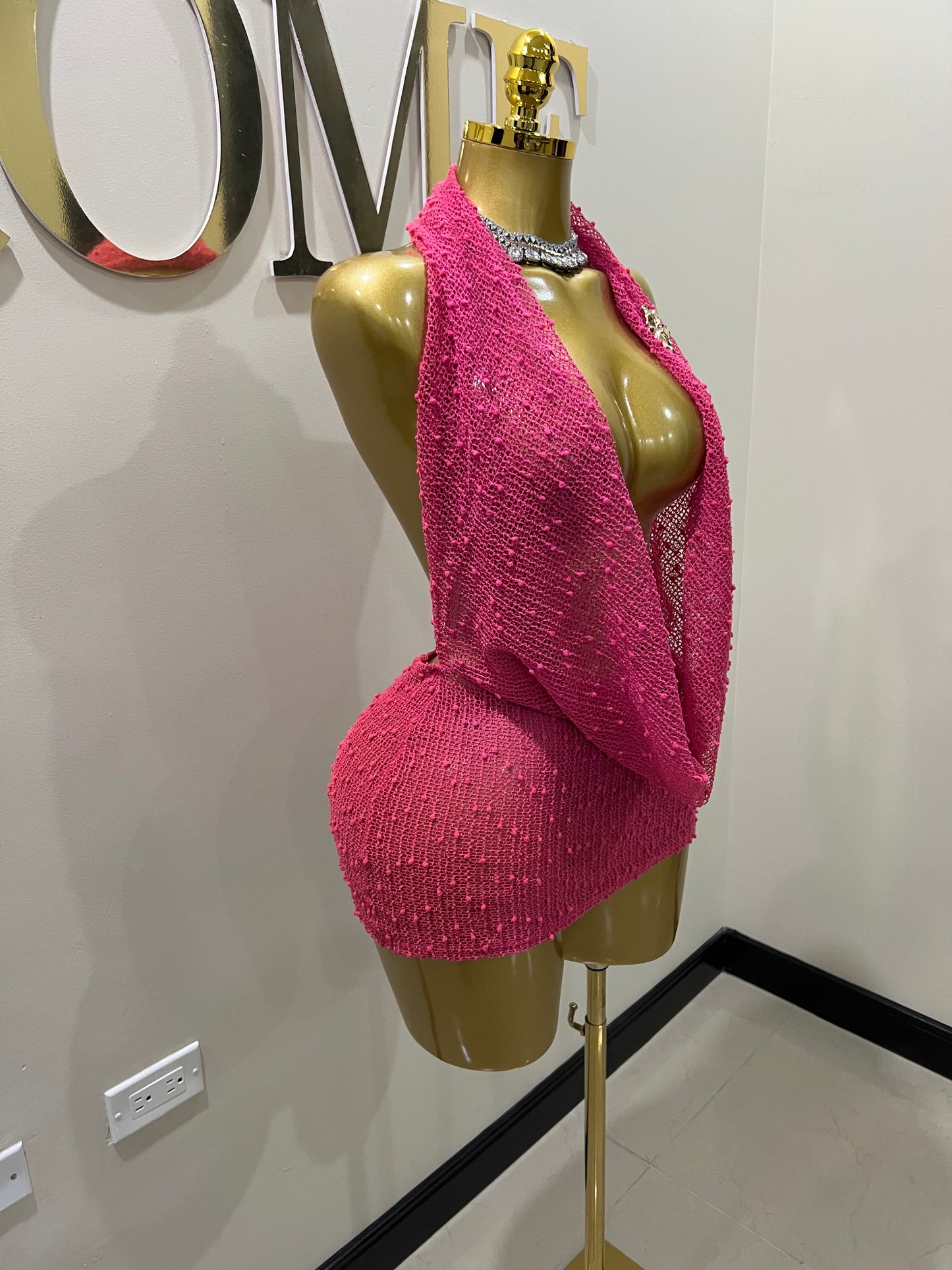 Cassie See Through Petal Dress (Pink)