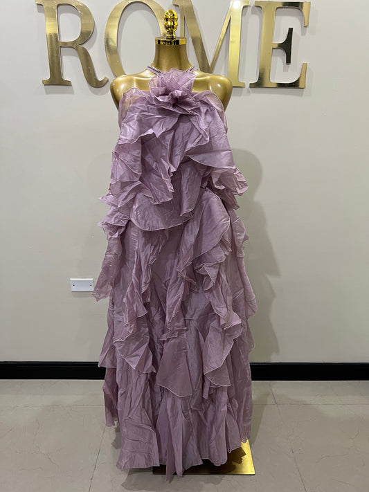 Rumi Chen Ruffle Long Dress (Mauve)