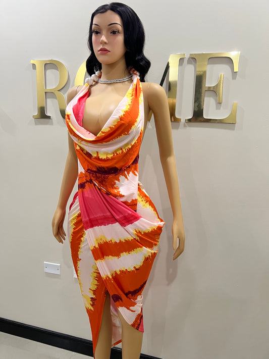 Lucia Wrap Dress (Orange)