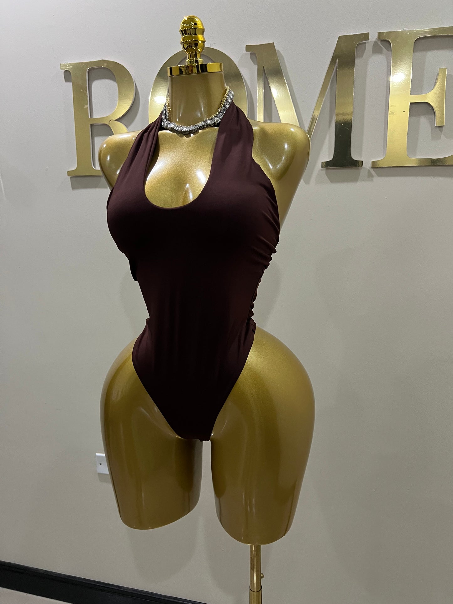 Nara Petal 2 Pcs Bodysuit & Skirt Set (Brown)