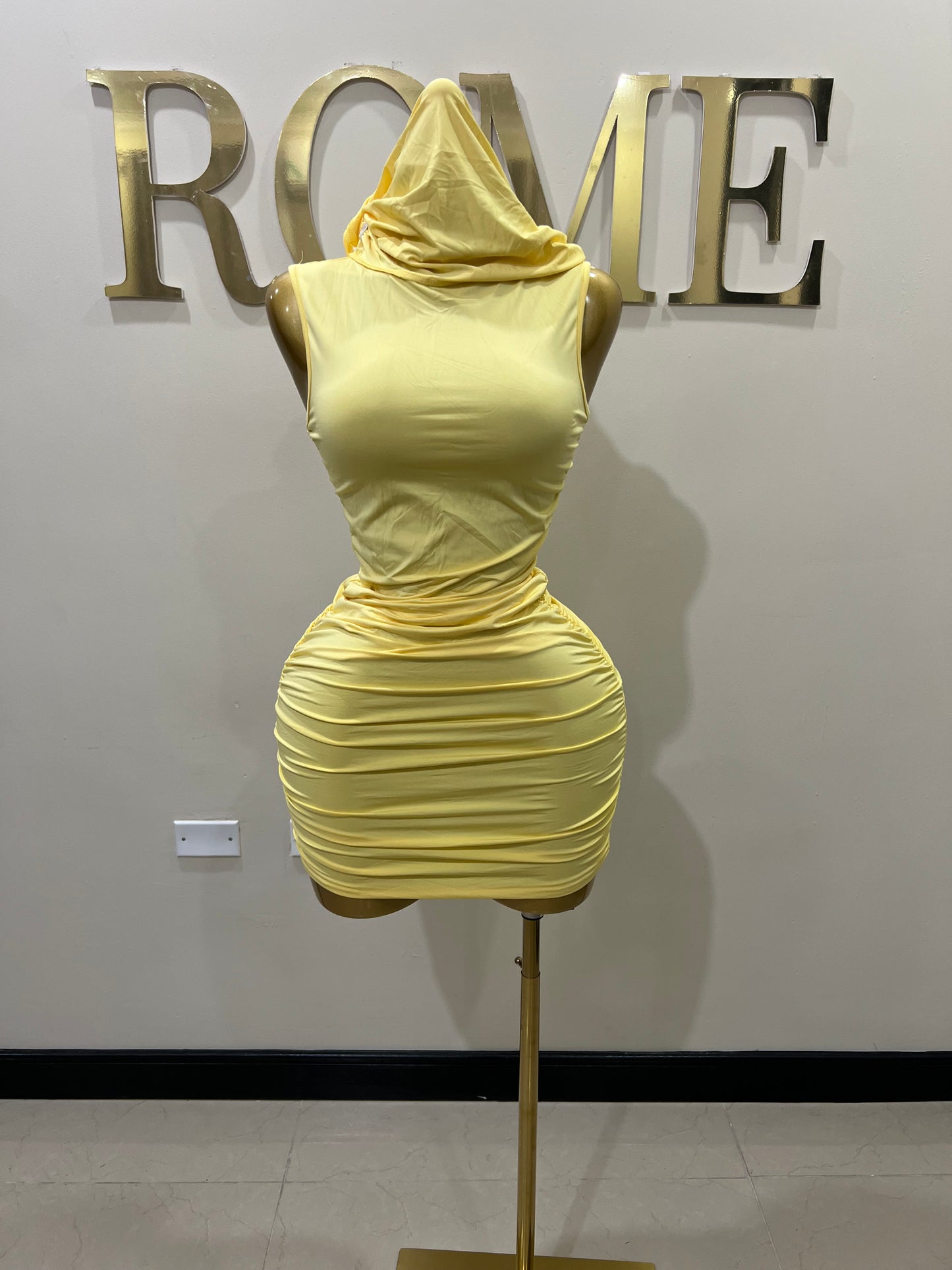 Samira Double Shoulders Dress (Yellow)