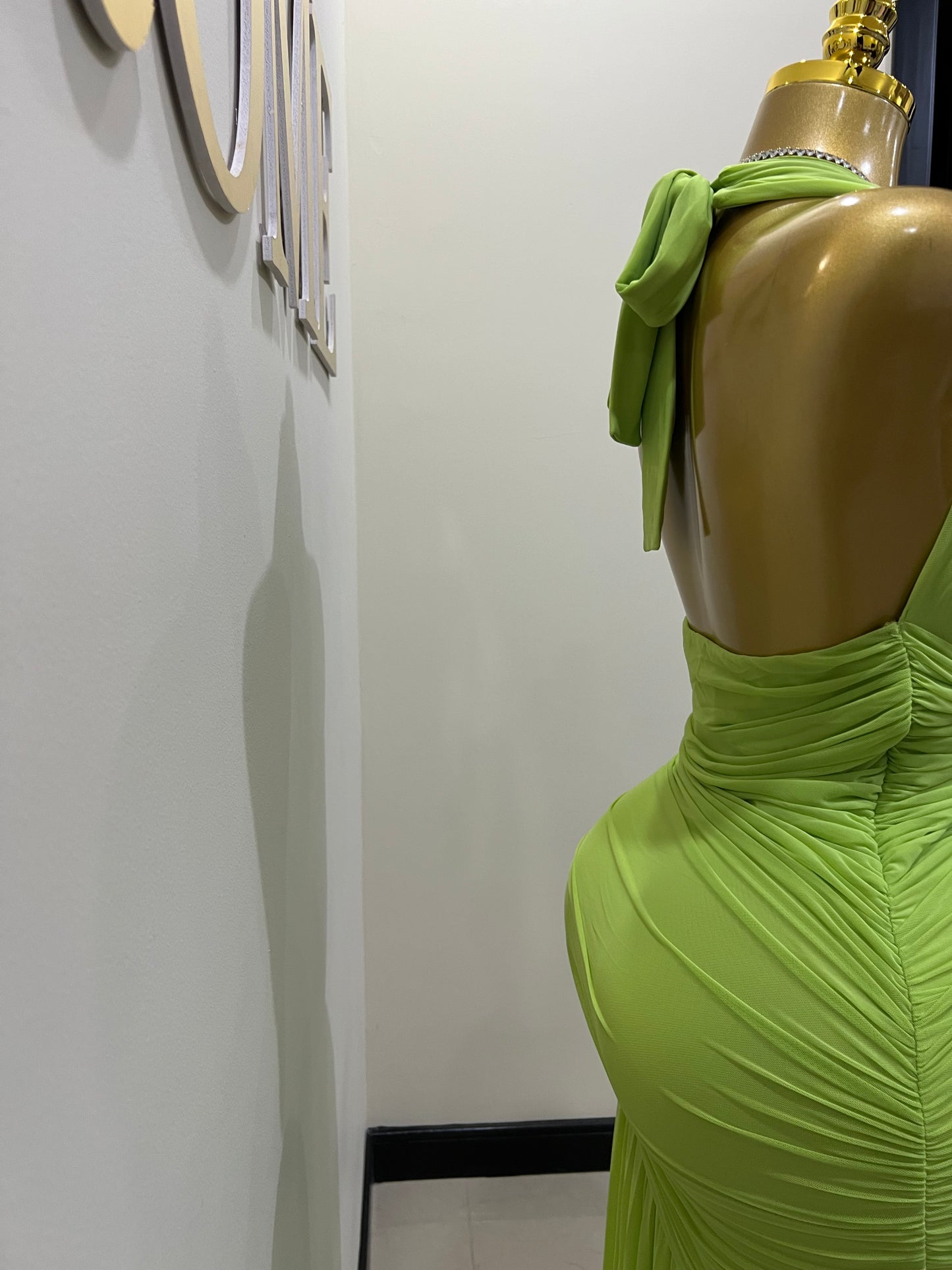 Michelle Eve Deep V Dress (Green)