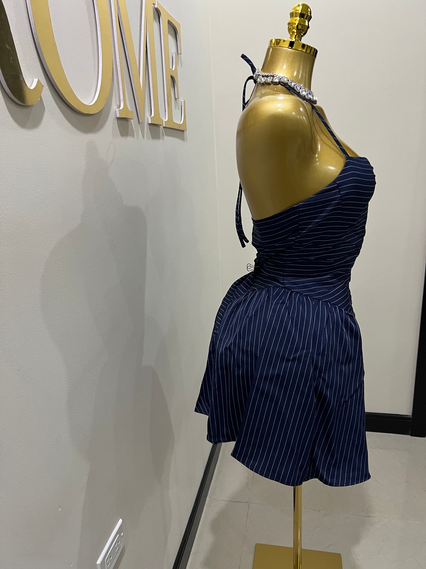 Pinstripe Diana Dress (Blue)