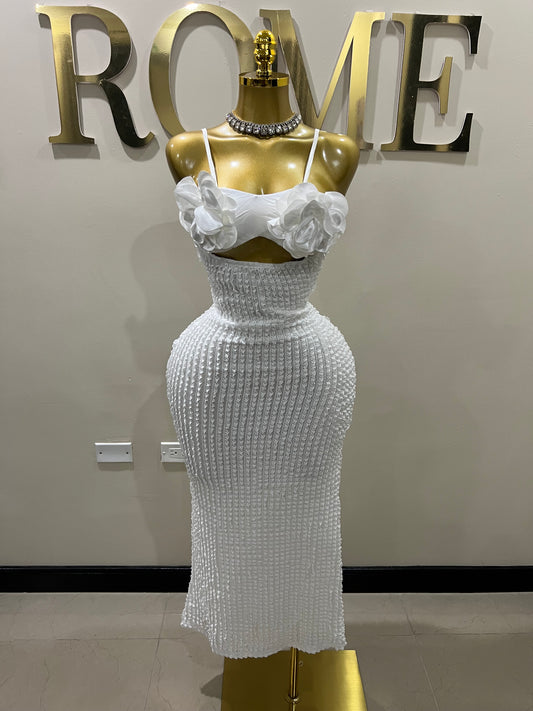 Mila Flower Dress (White)