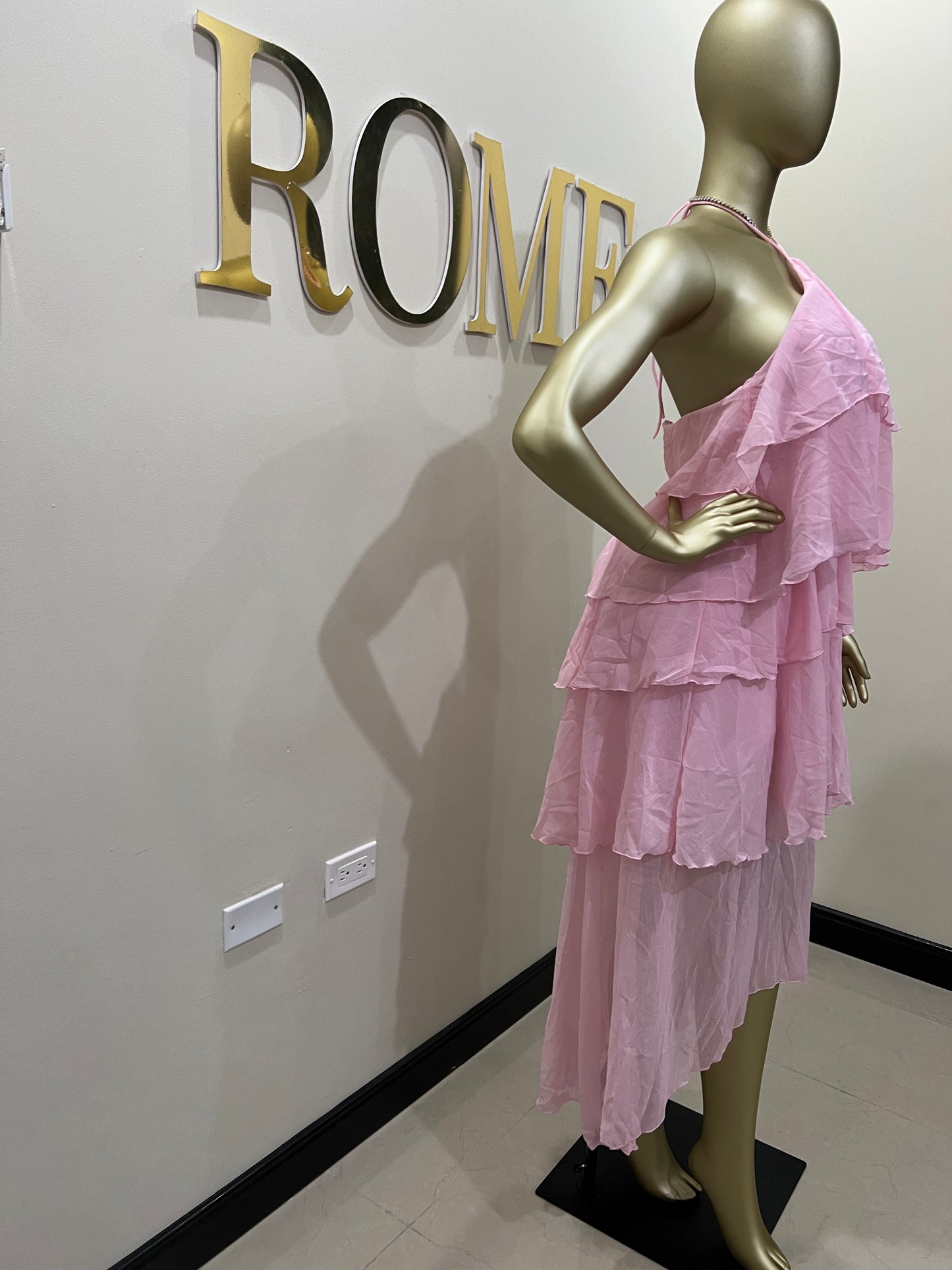 Rumi Ruffle Long Dress (Pink)