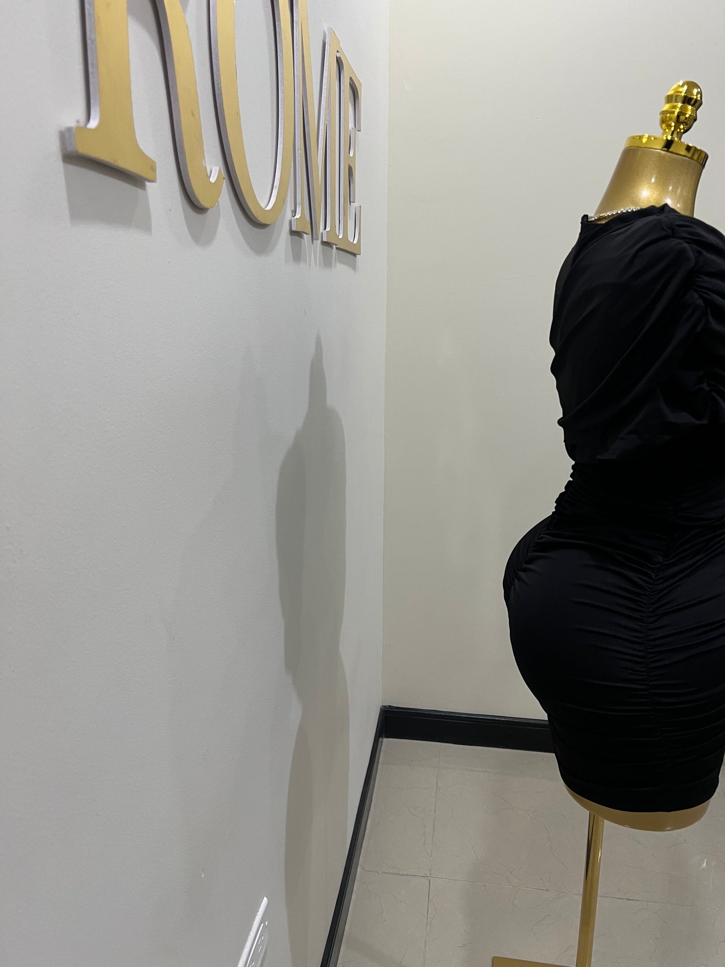 Samira Double Shoulders Dress (Black)