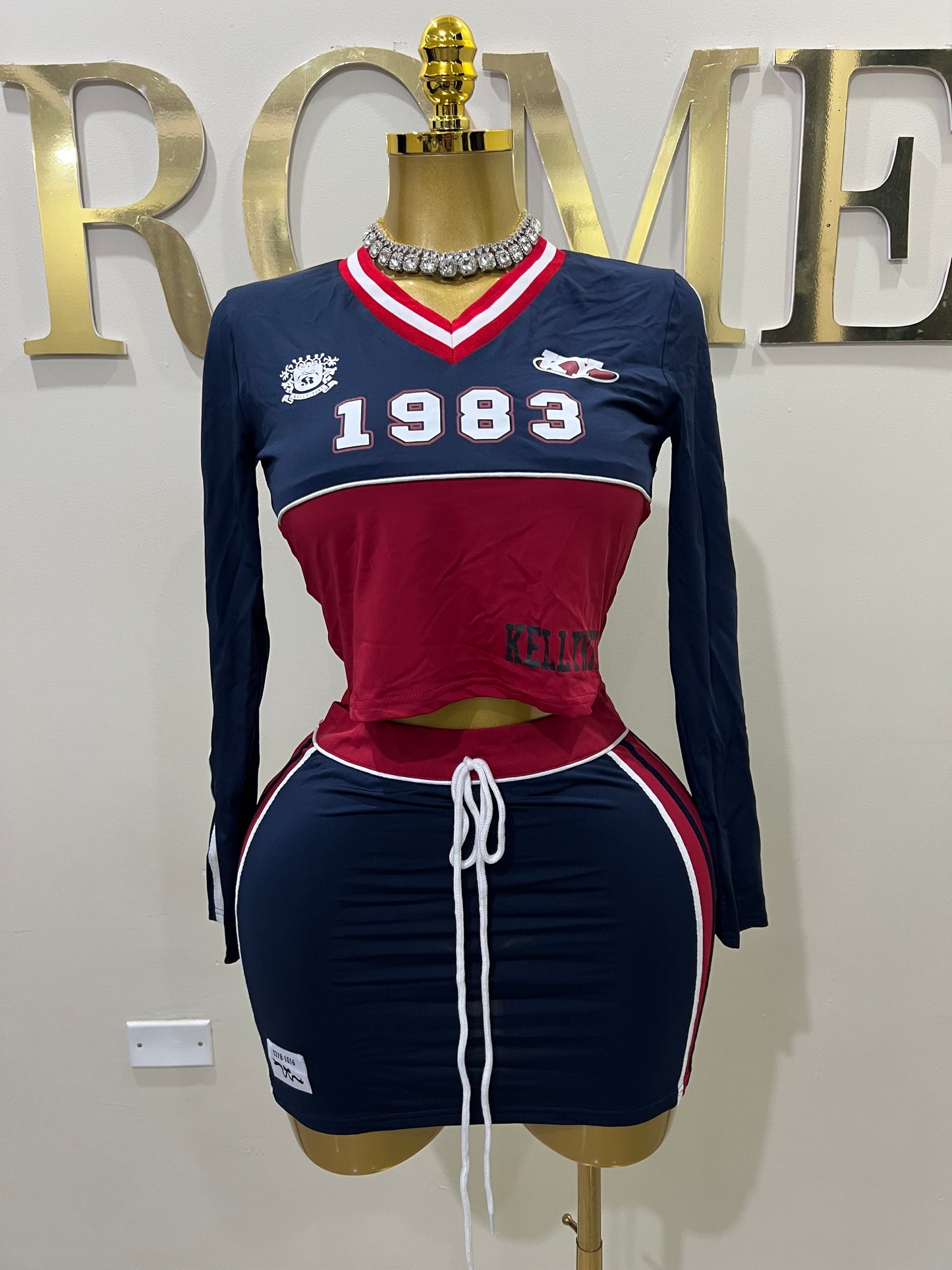 Kitty Stripe Tracksuit Skirt Set