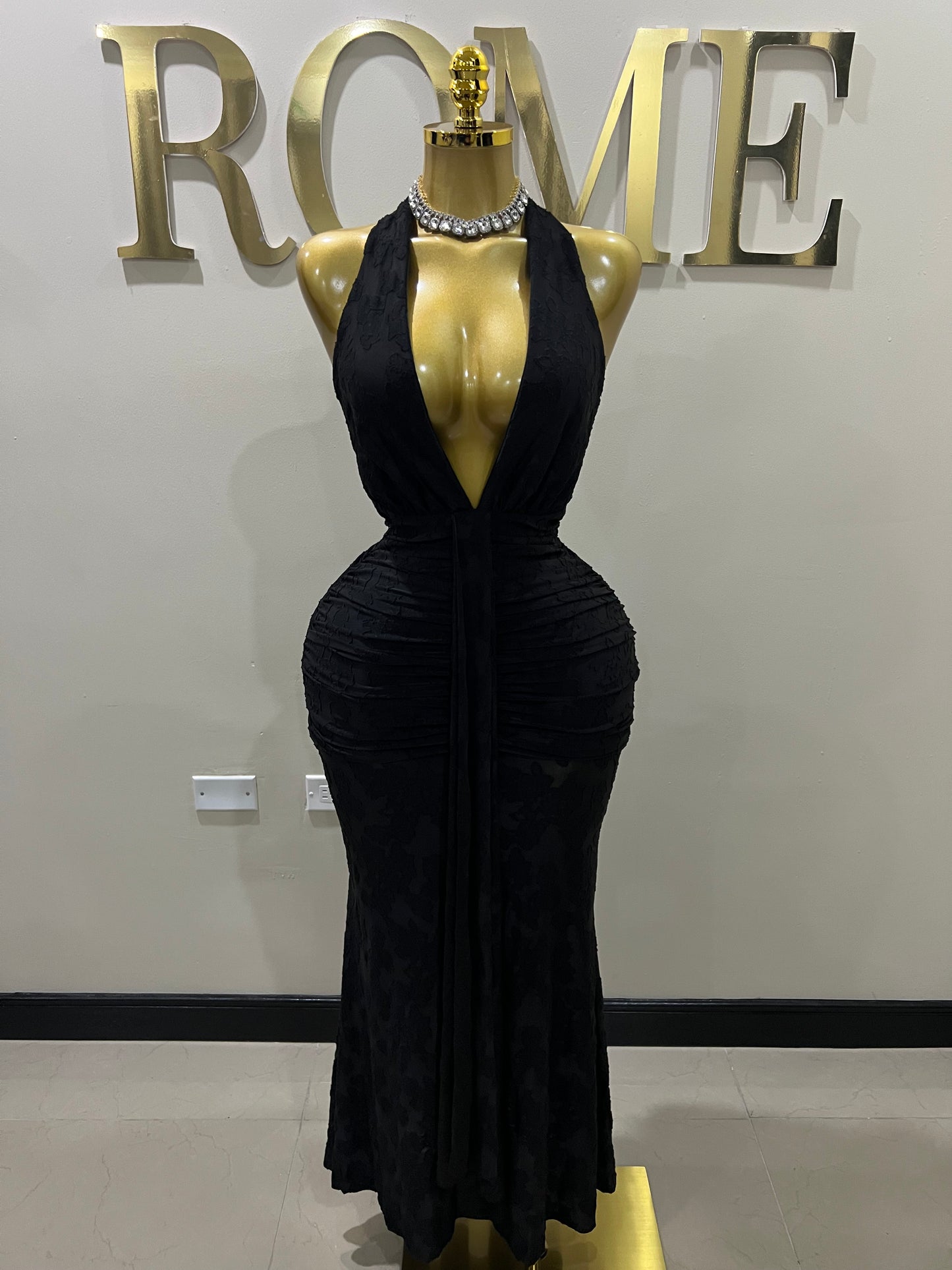 Chinelle Nara Halter Lace Dress (Black)