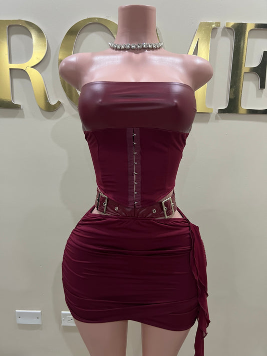 Halle Skirt Set (Burgundy)