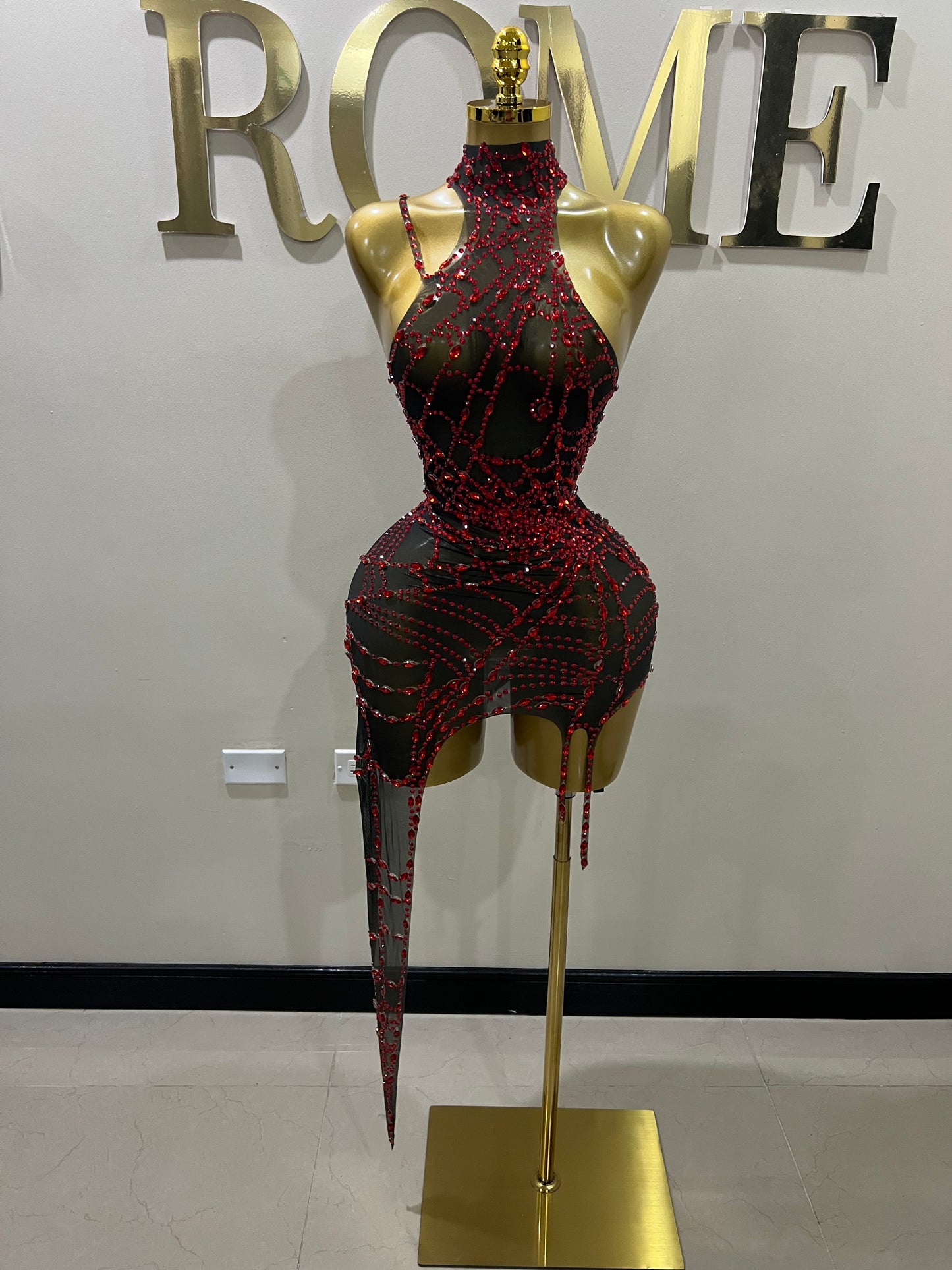 Charlotte’s Web Gemstone Mesh Dress (Red)