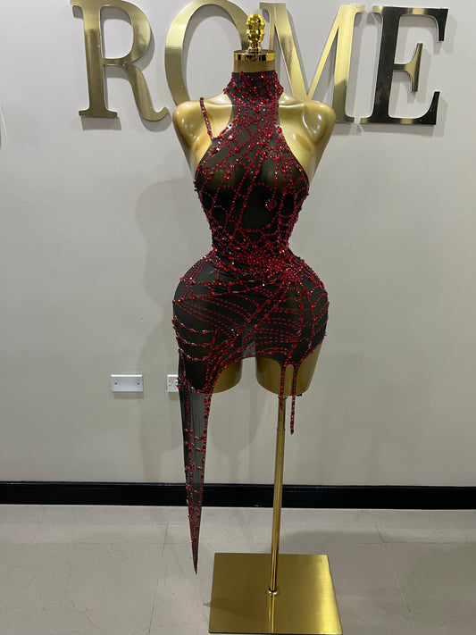 Charlotte’s Web Gemstone Mesh Dress (Red)