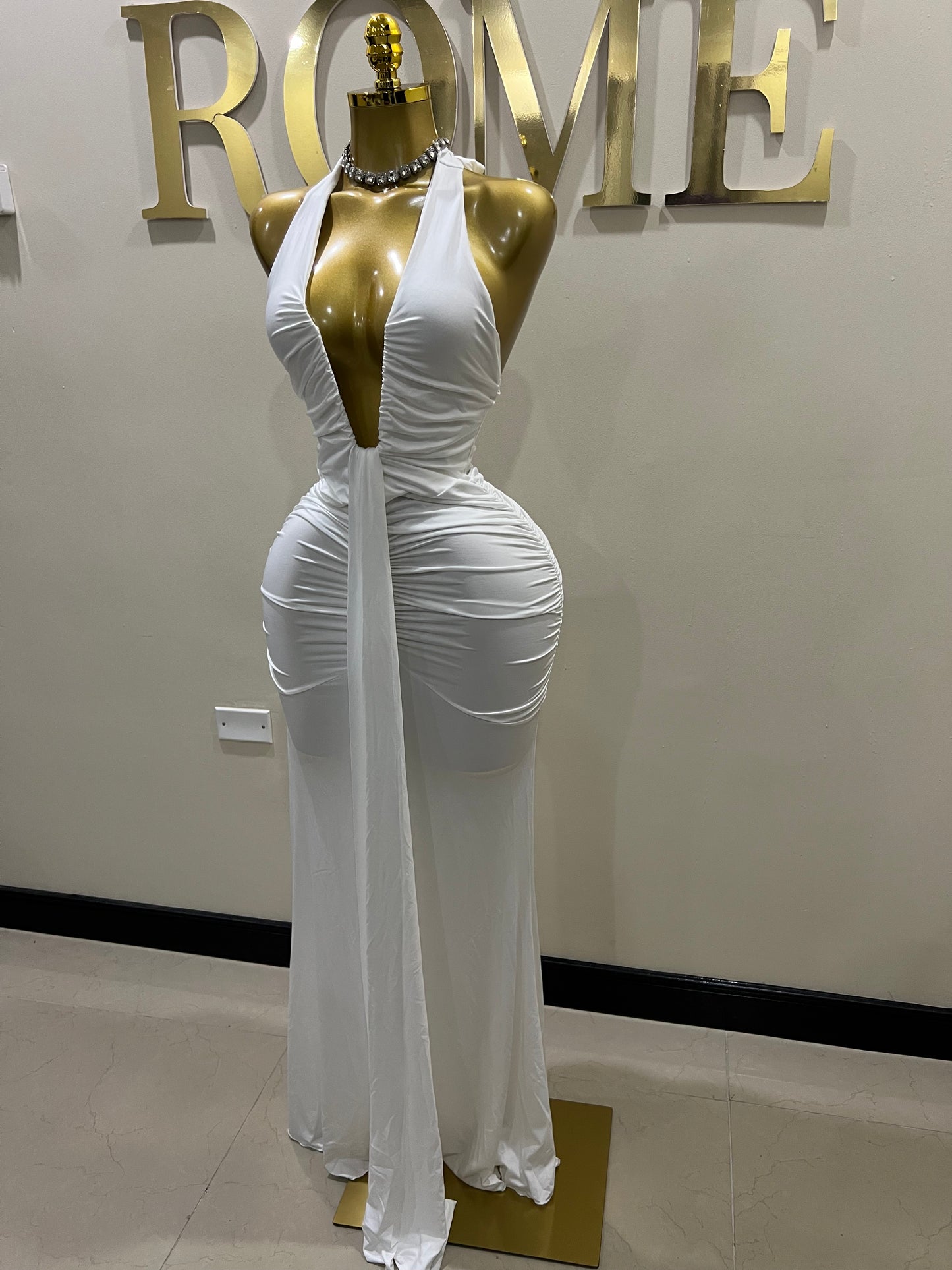 Chinelle Nara Halter Dress (White)