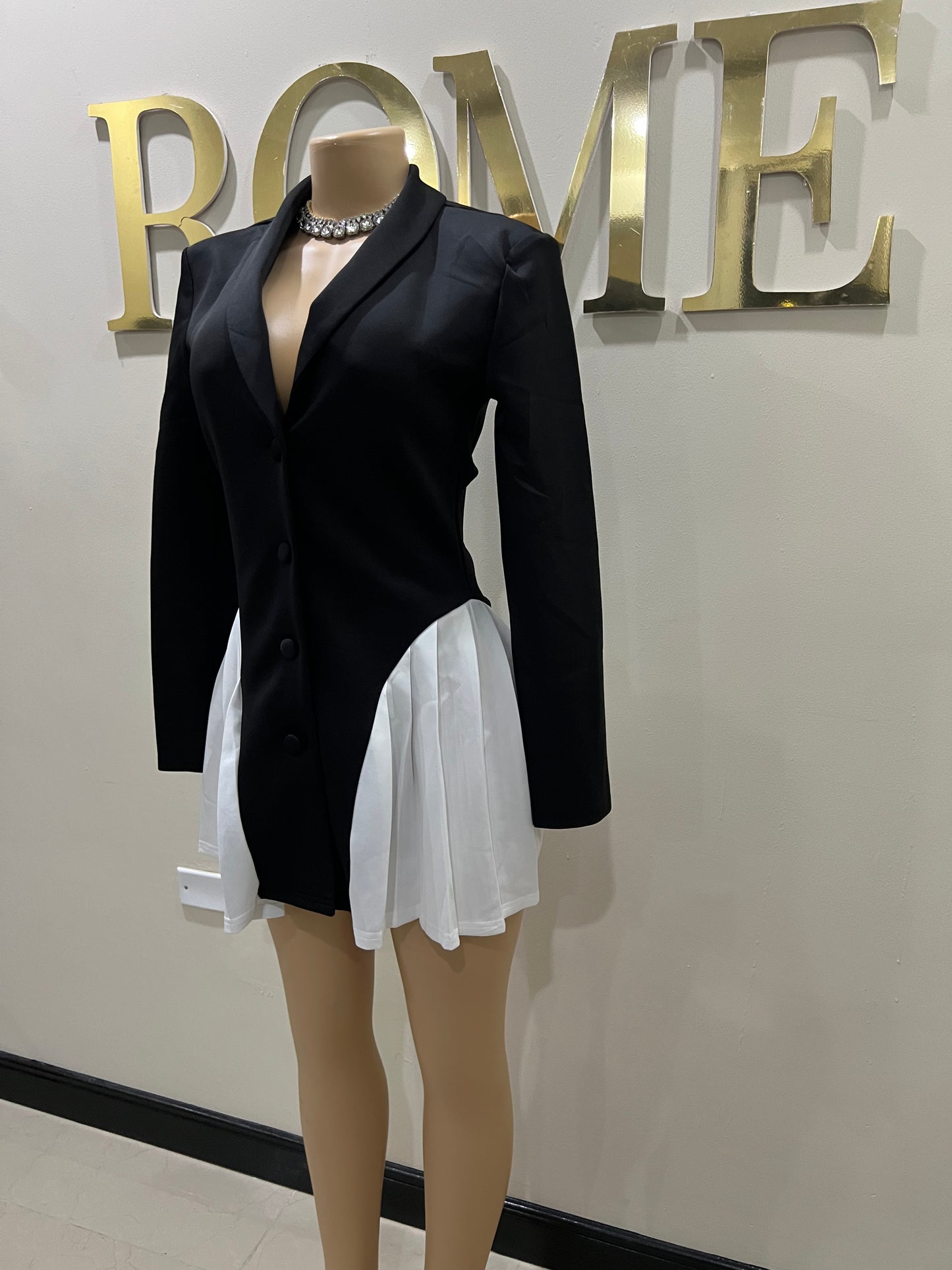 Jodie Cruella Mini Dress (Black & White)