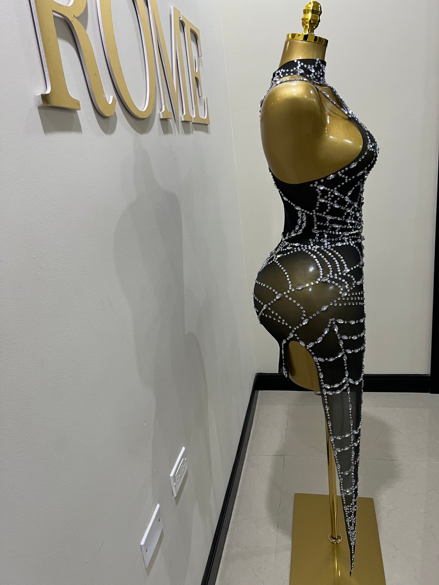 Charlotte’s Web Gemstone Mesh Dress (Black)