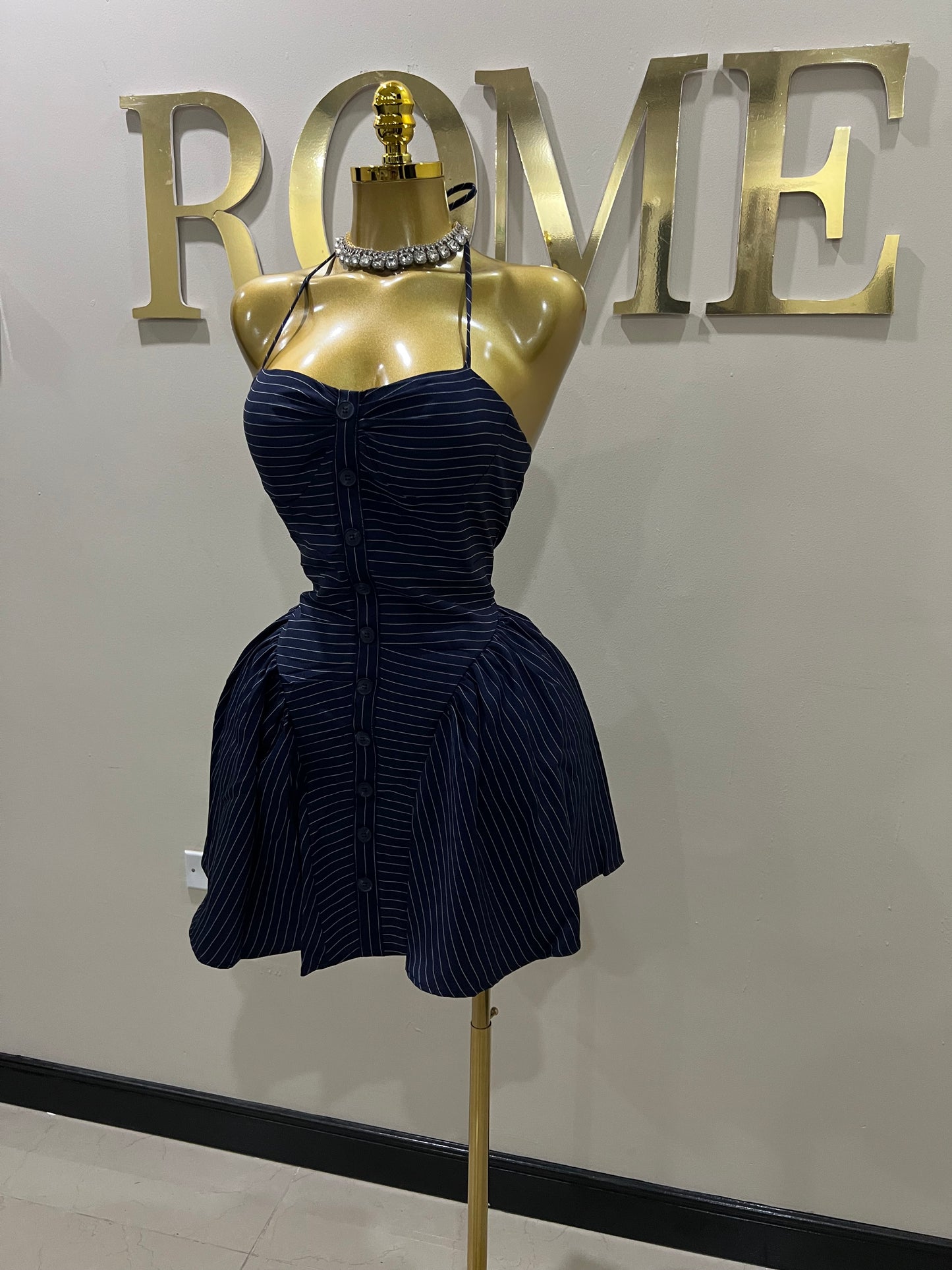 Pinstripe Diana Dress (Blue)