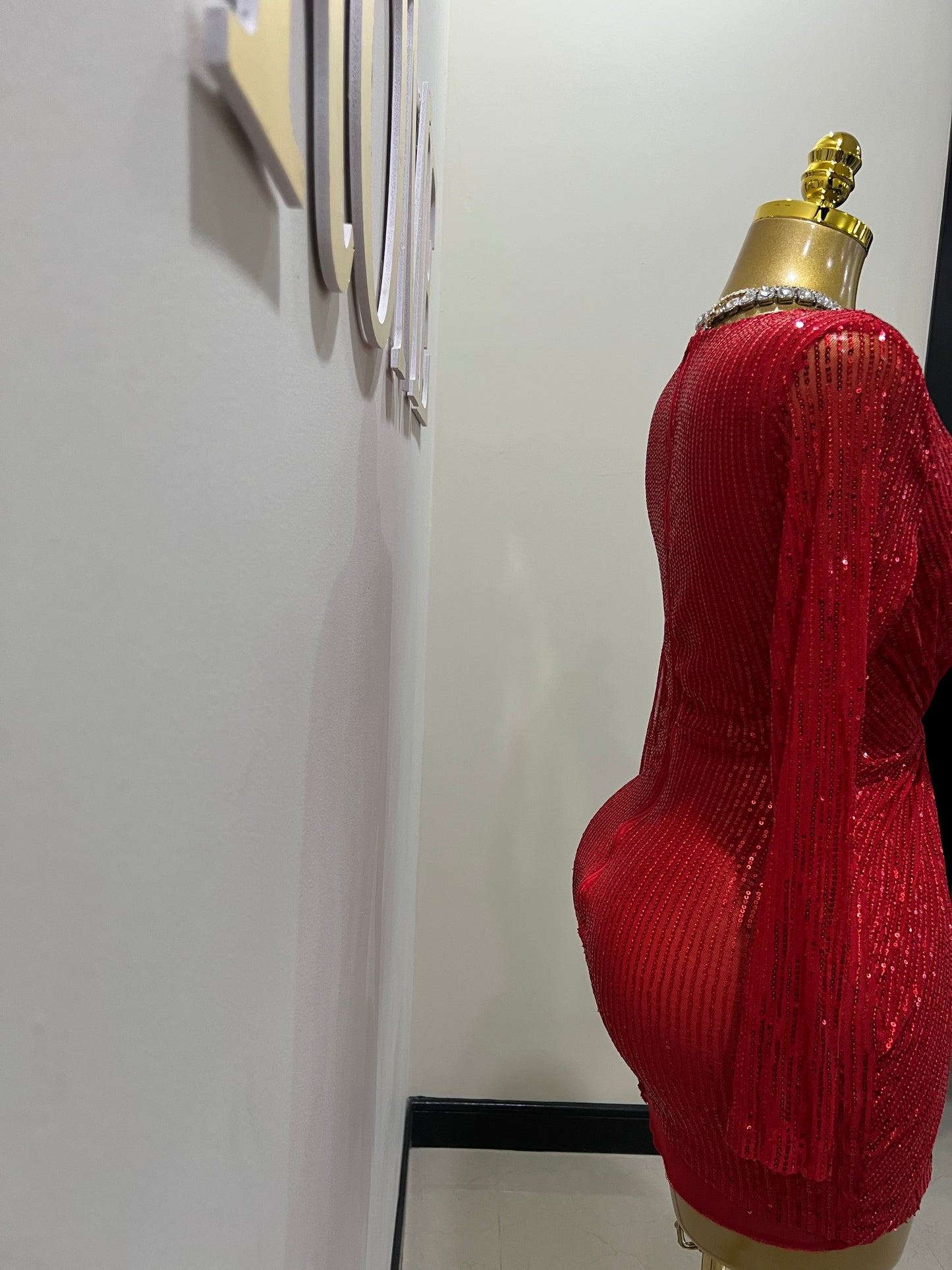 Rachel Sequin Dress (Red)