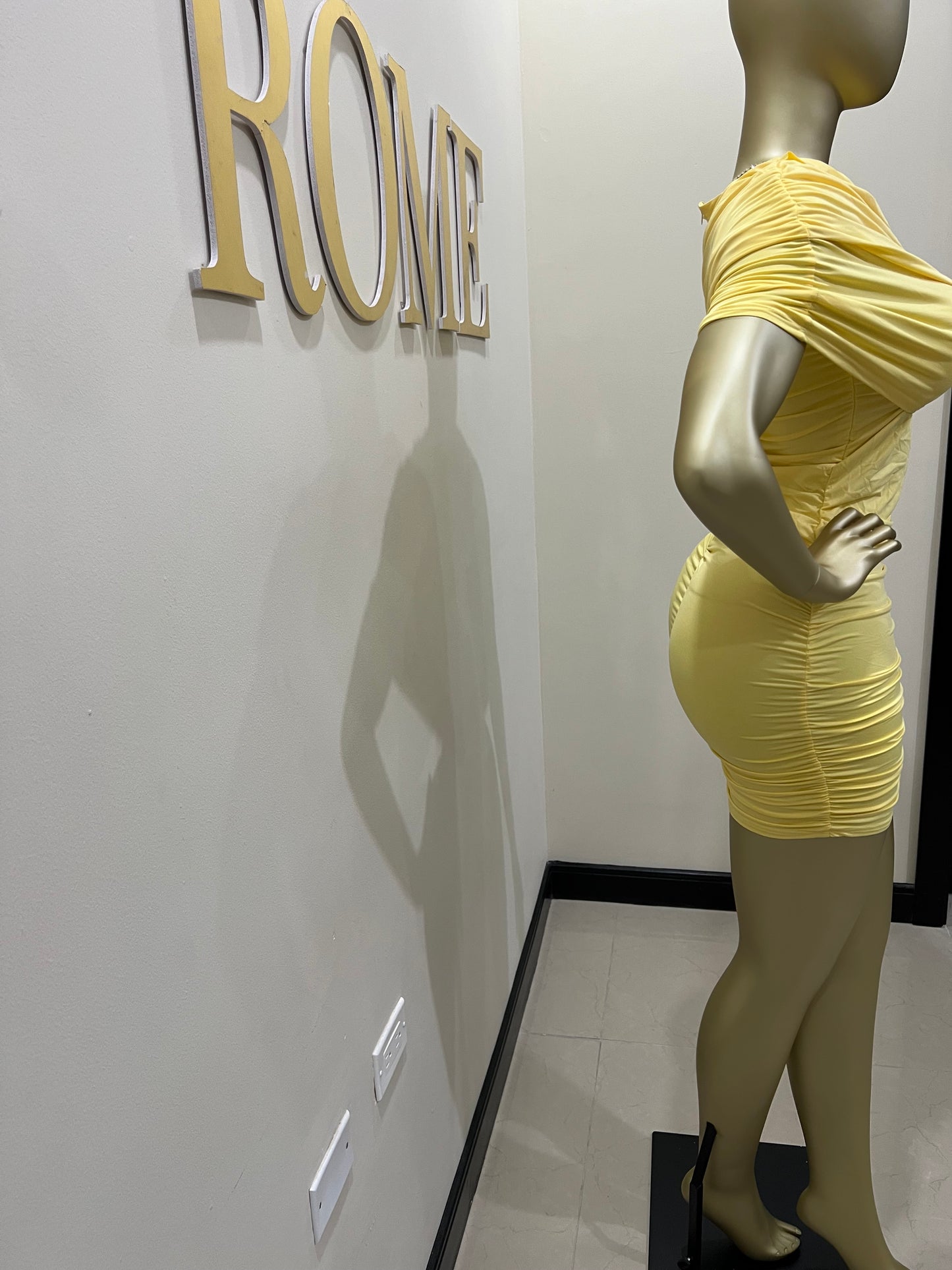 Samira Double Shoulders Dress (Yellow)