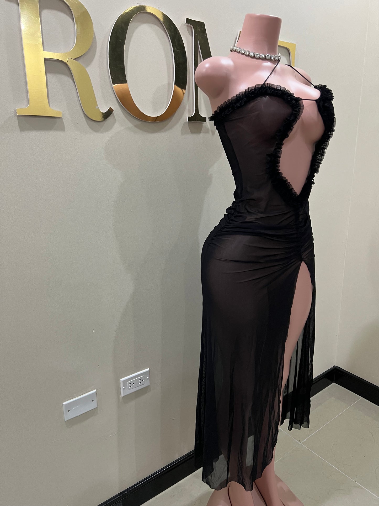 Mila Vibe Sheer Dress (Black)