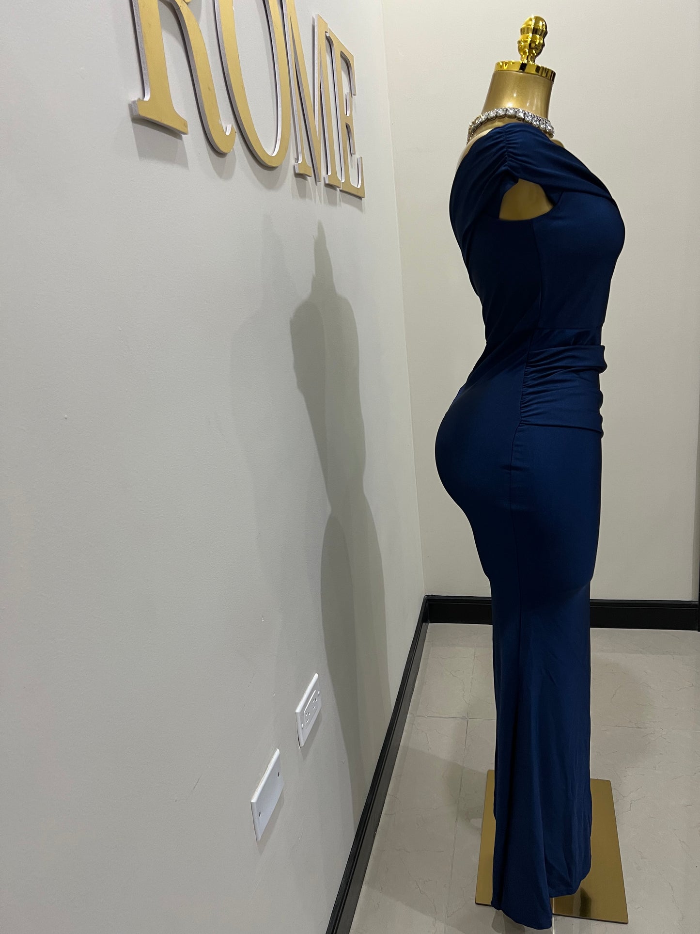 Kerry One Shoulder Dress (Dark Blue)