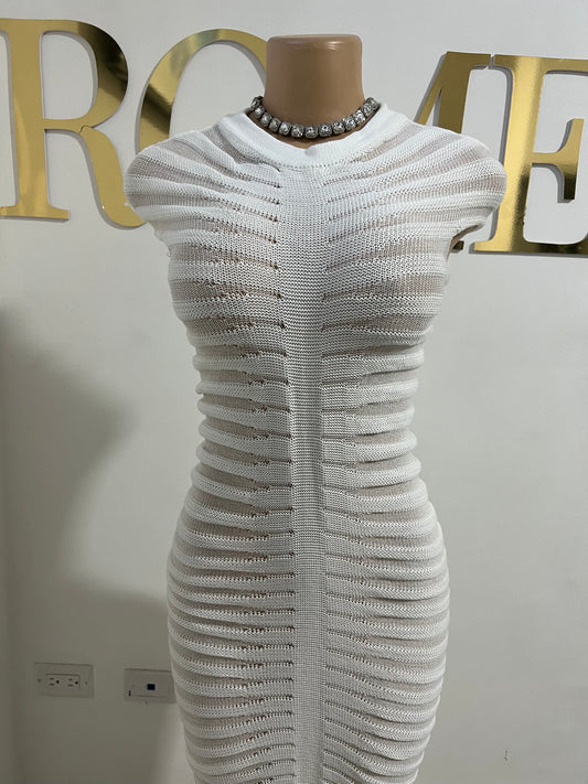 Jasmine Crochet Dress (White)