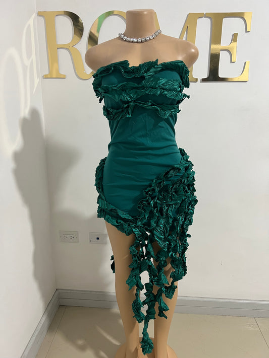 Kate Rouched Mini Dress (Green)