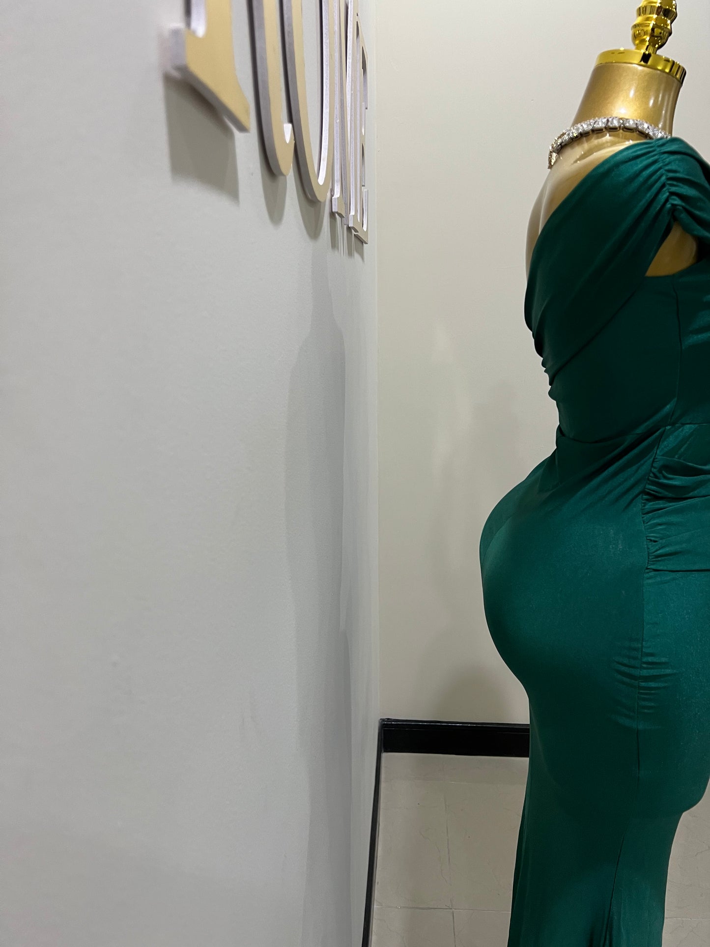 Kerry One Shoulder Dress (Green)
