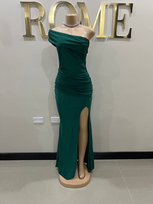 Kerry One Shoulder Dress (Green)