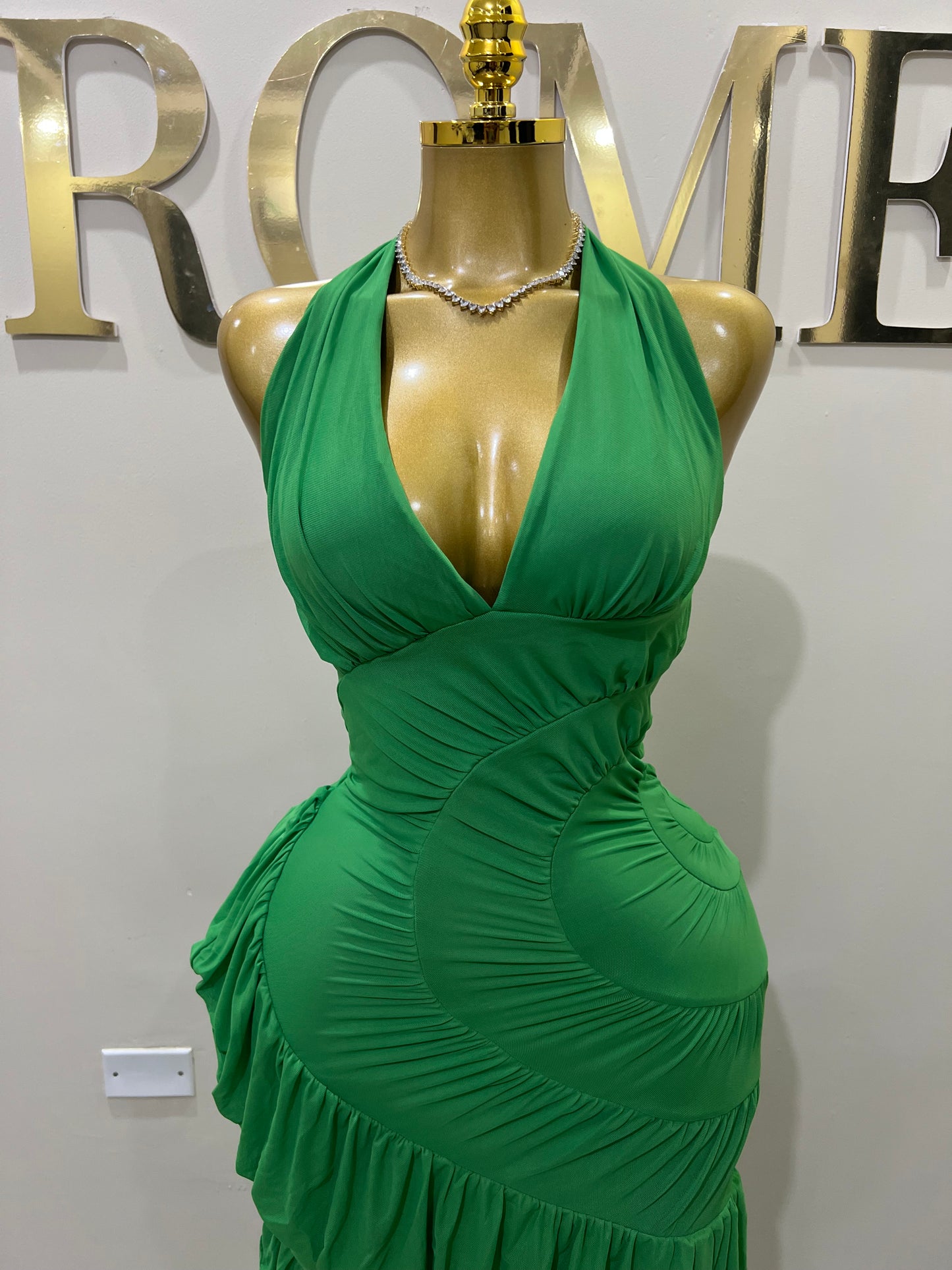 Courtili Ruffle Mesh Dress (Green)