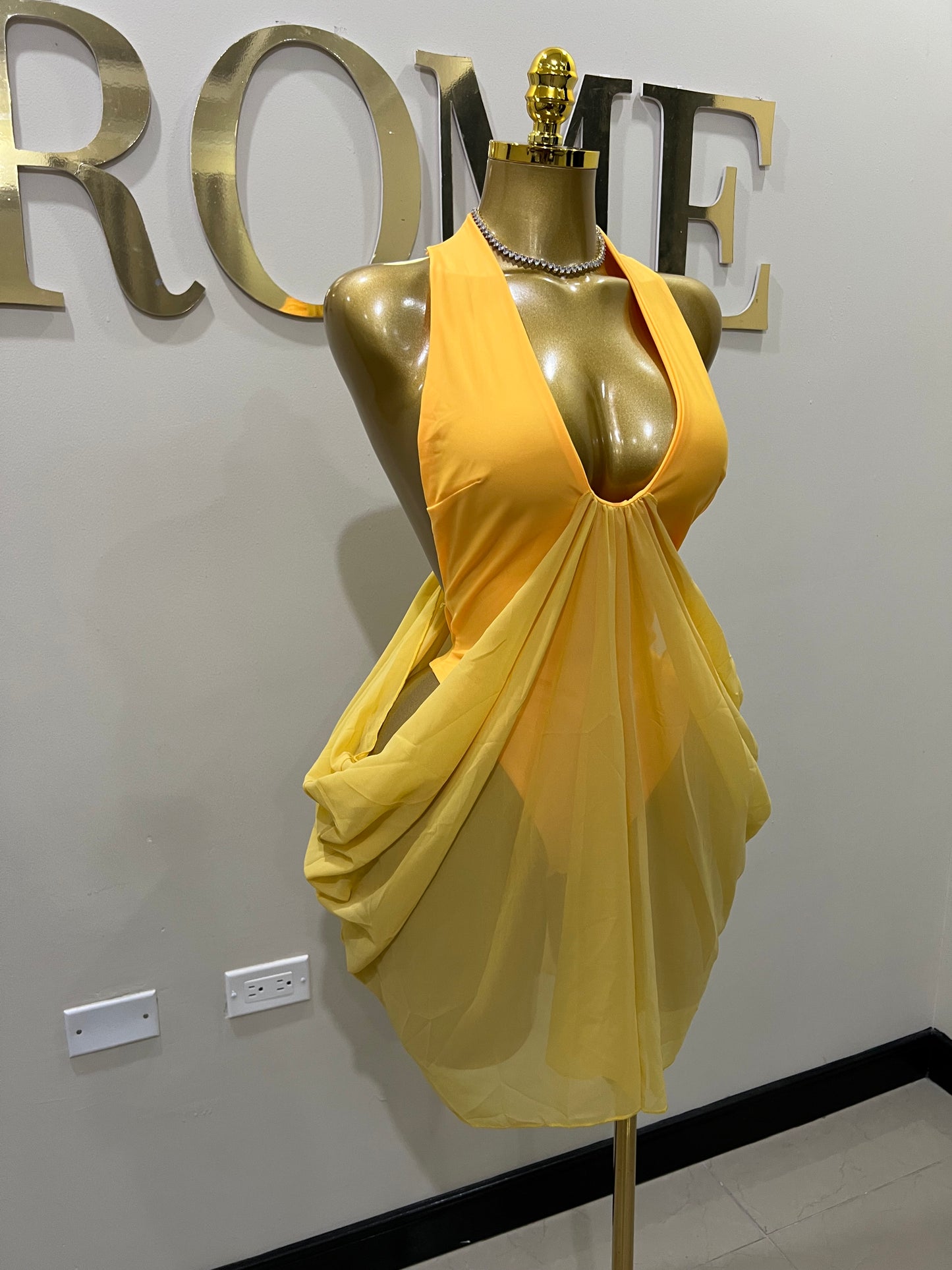 Asia Star Bodysuit Dress (Yellow)