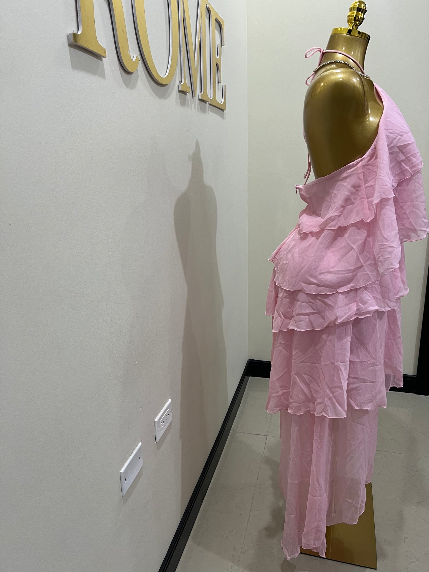 Rumi Ruffle Long Dress (Pink)