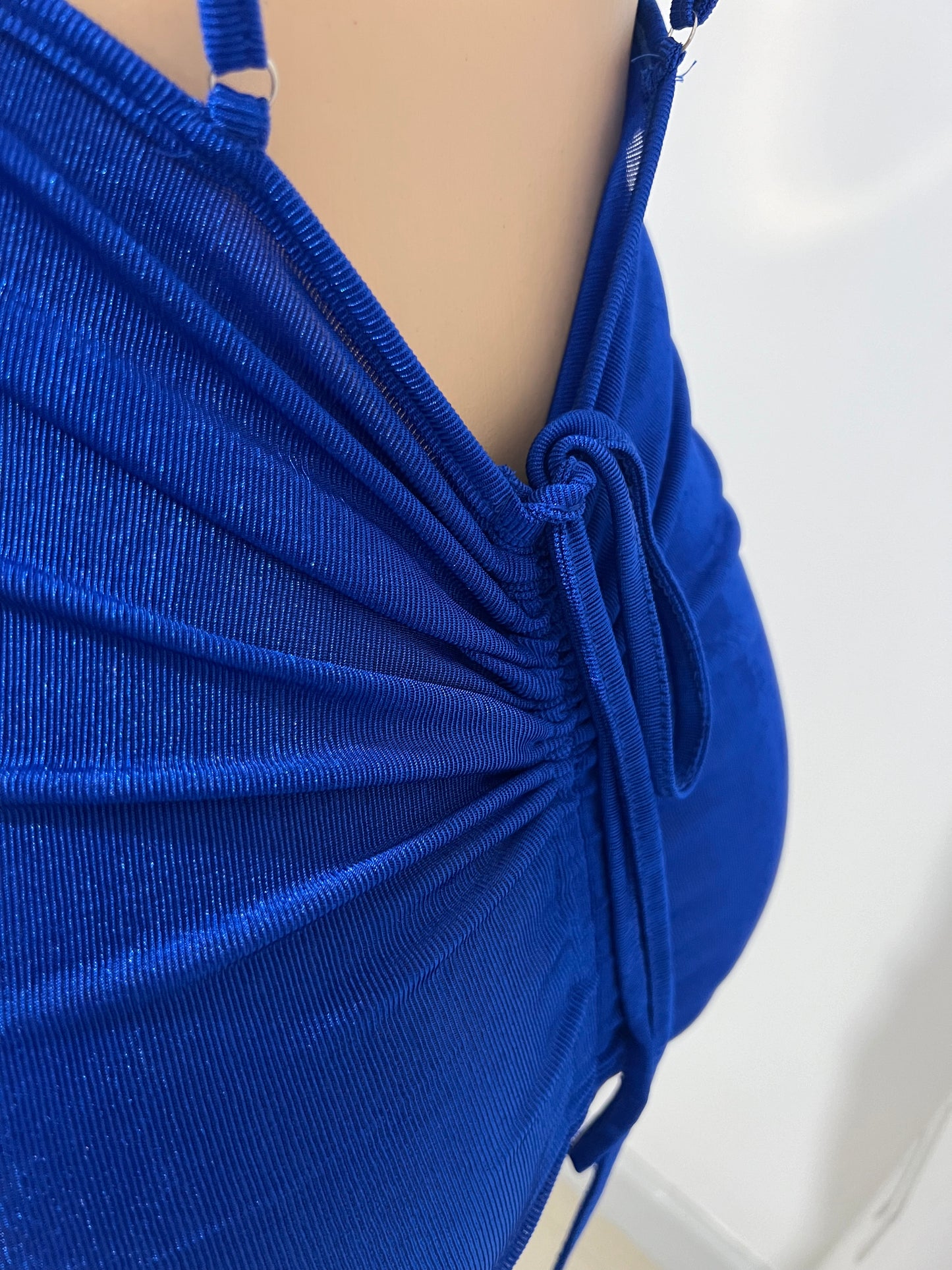 Carey Rouched Mini Dress (Blue)