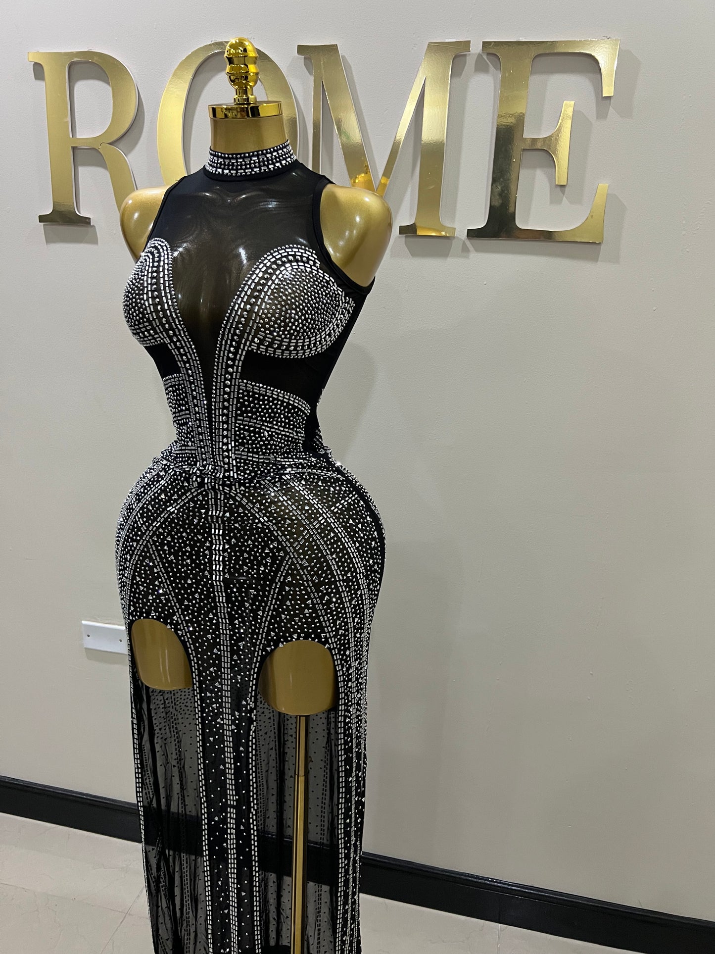 Athena Crystal Dress (Black)