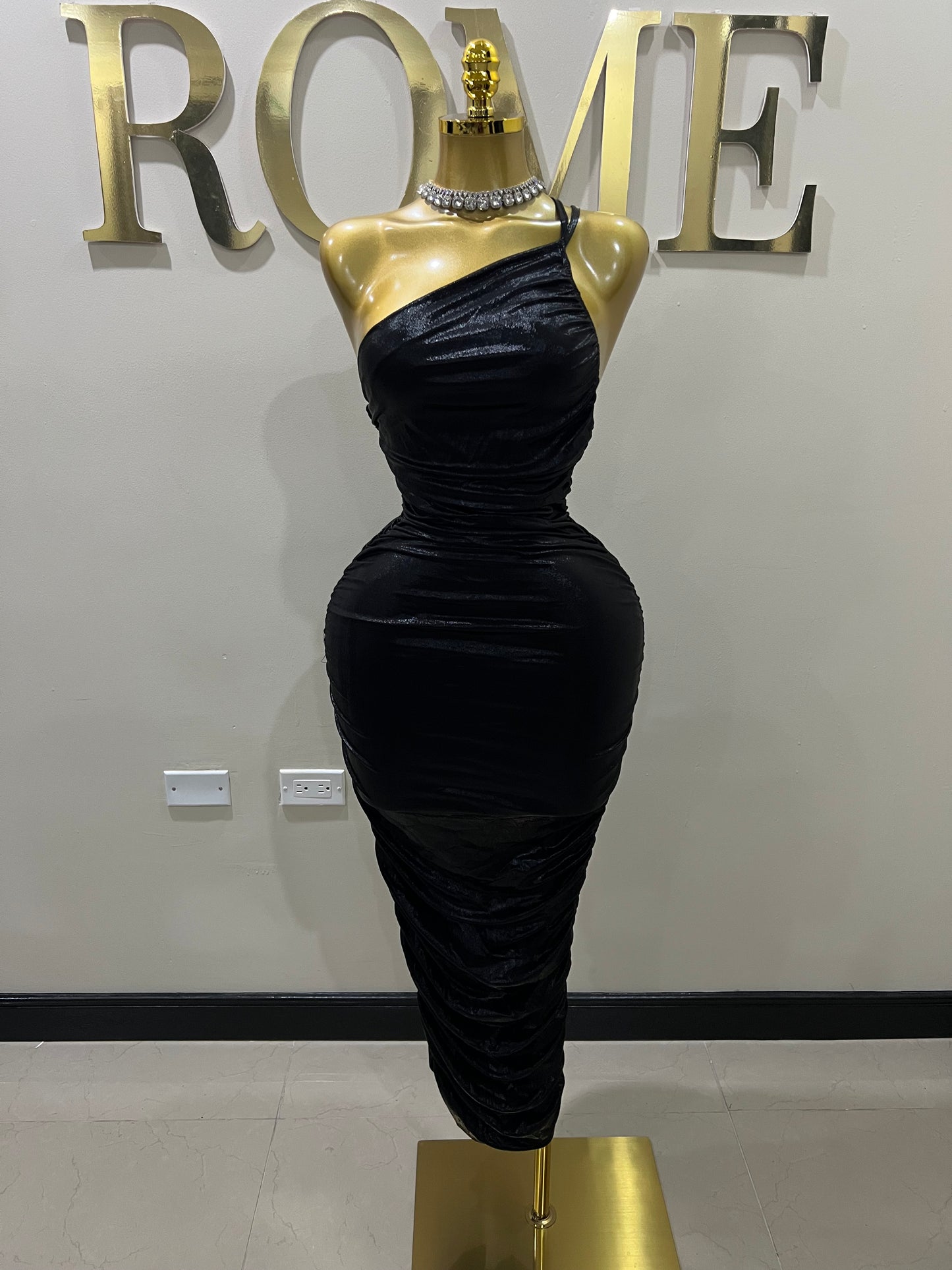 Tessa Moira Rouched Dress (Black)