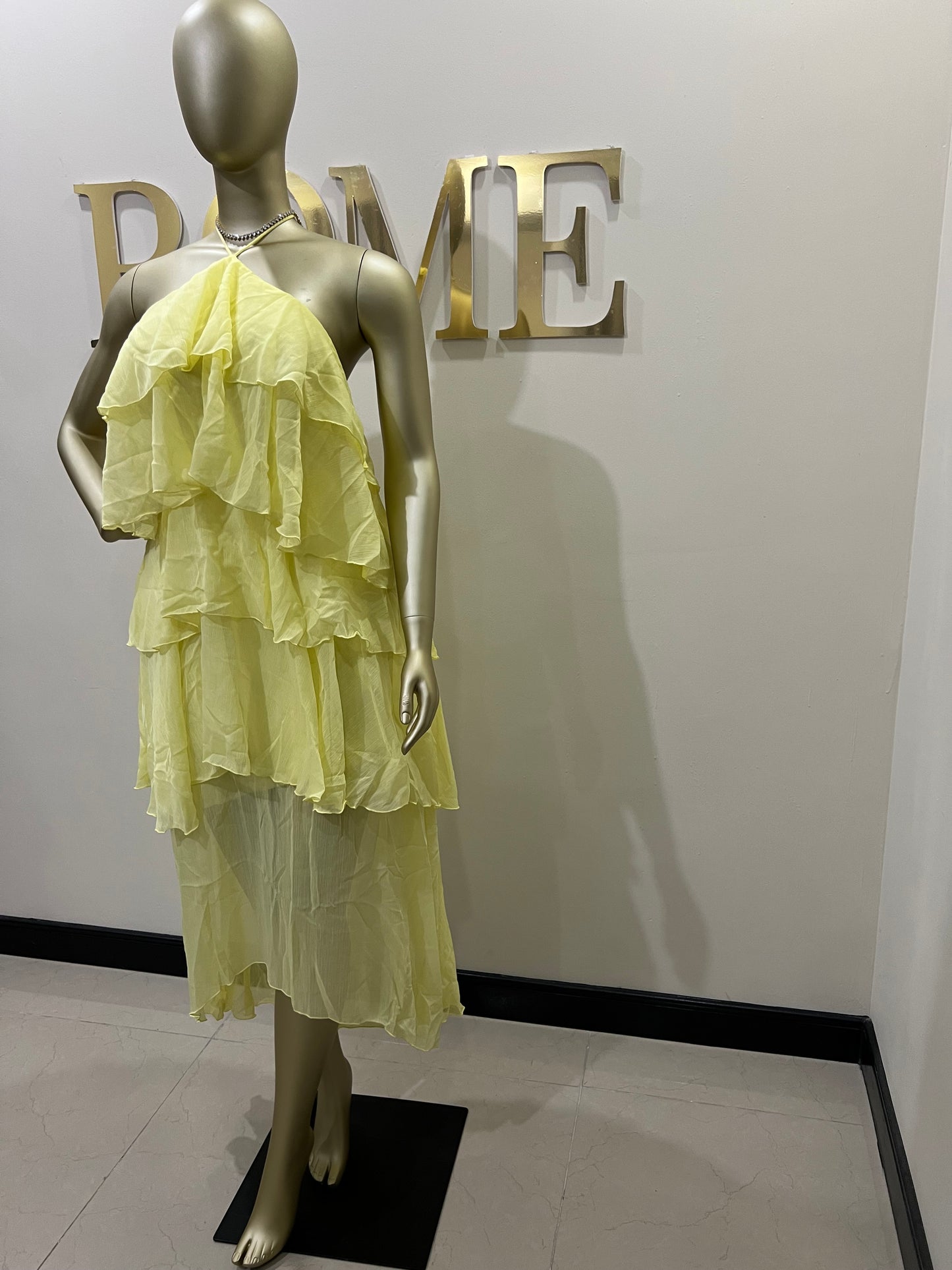 Rumi Ruffle Long Dress (Yellow)