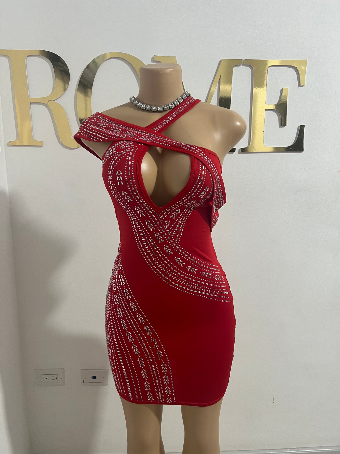Ariel Colorful Crystal Dress (Red)
