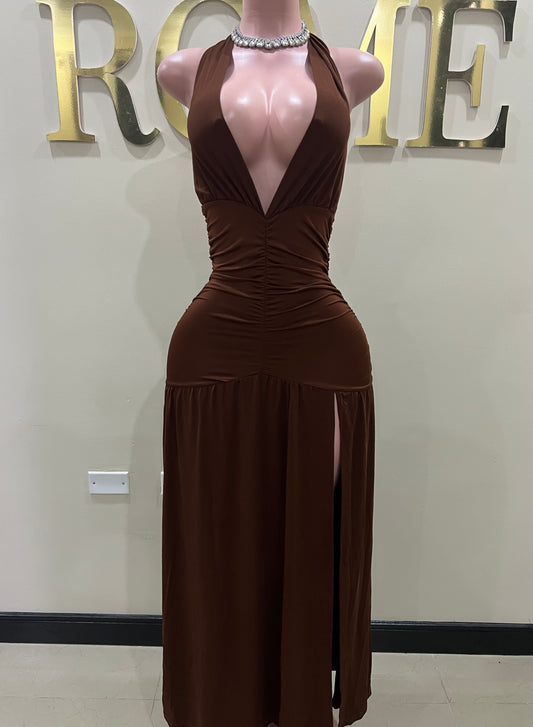 Nichelle Nara Halter Dress (Brown)