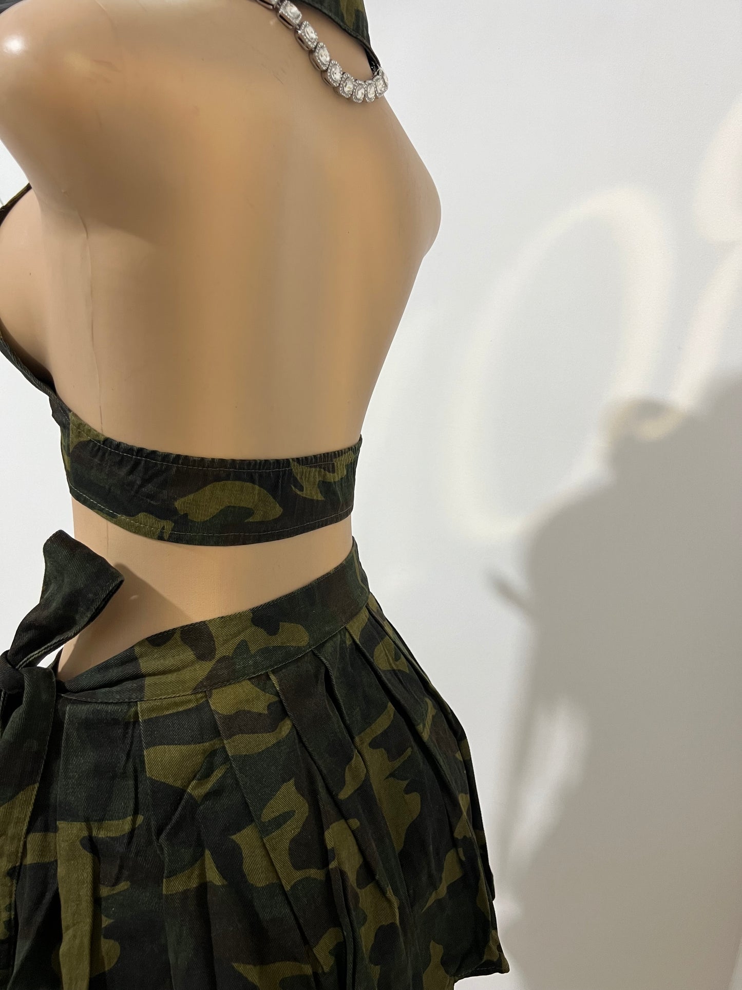 Ari Camouflage Pleated Skirt Set