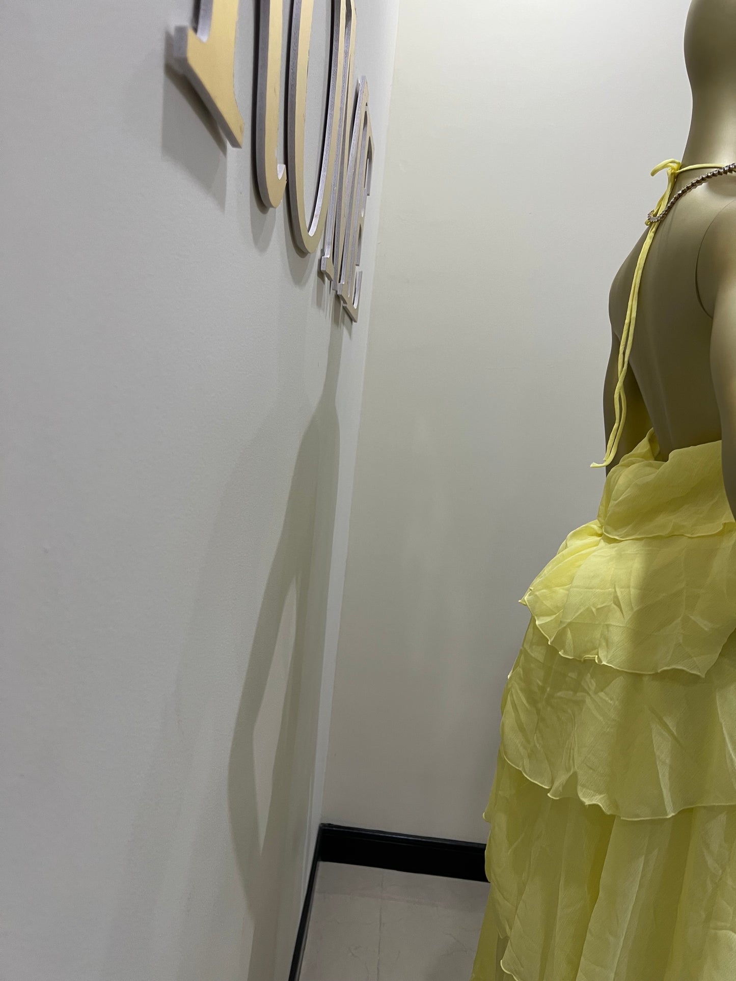 Rumi Ruffle Long Dress (Yellow)