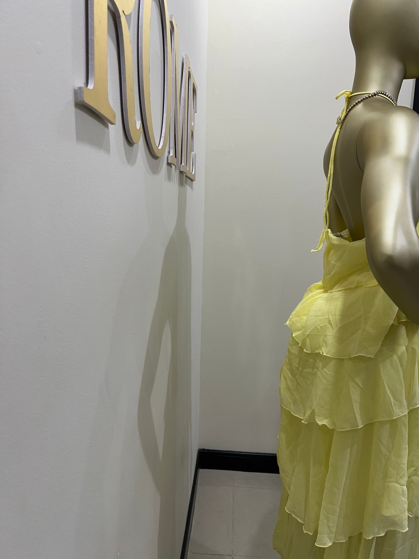 Rumi Ruffle Long Dress (Yellow)