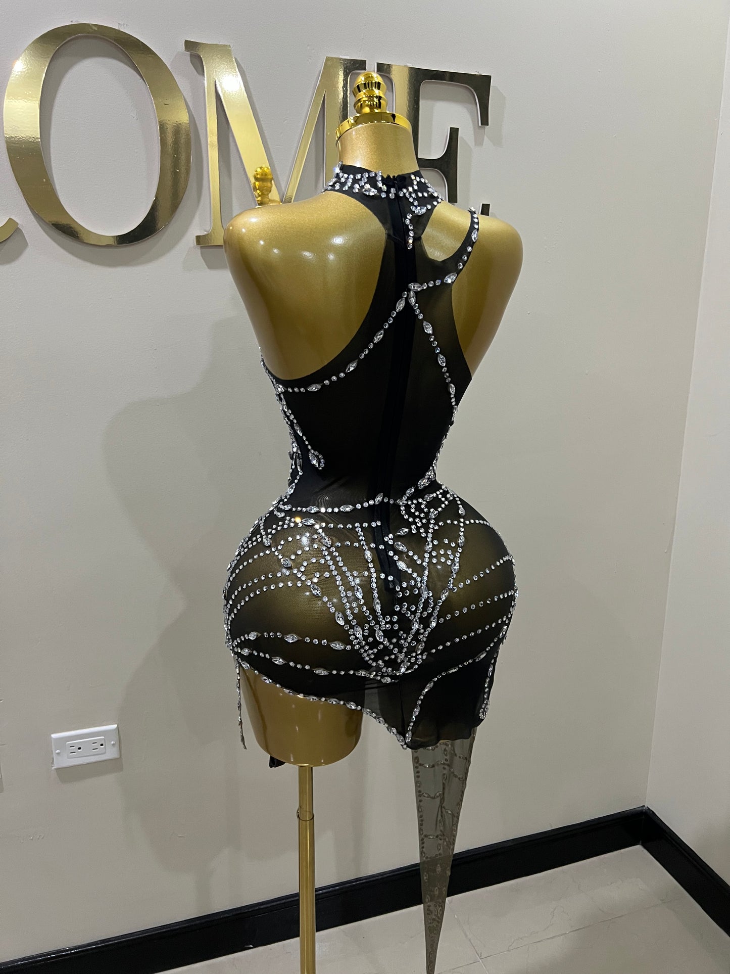 Charlotte’s Web Gemstone Mesh Dress (Black)