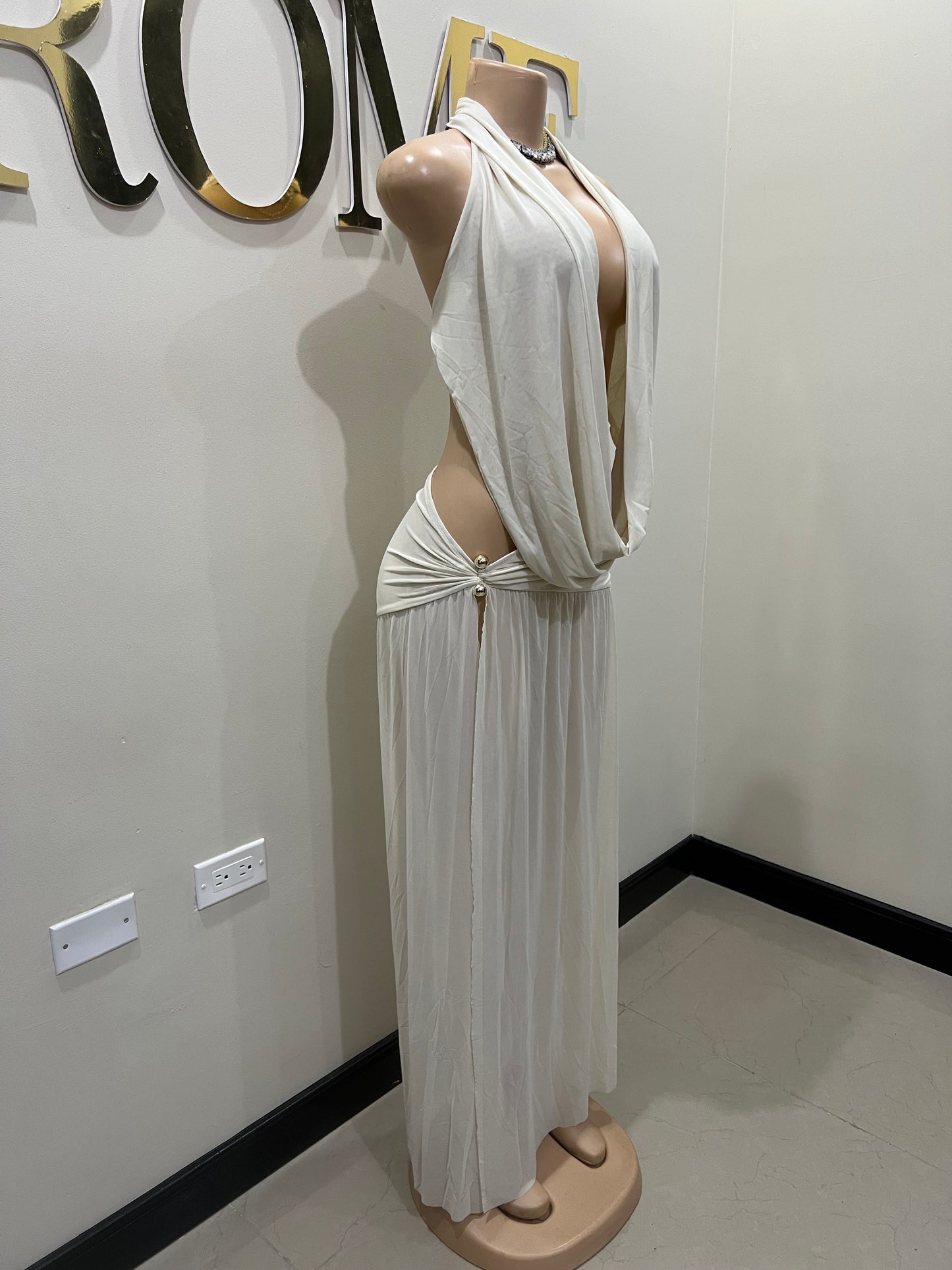 Astra Split Skirt Set (Cream)
