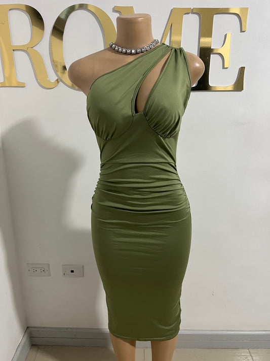 Sarah One shoulder Dress (Green)