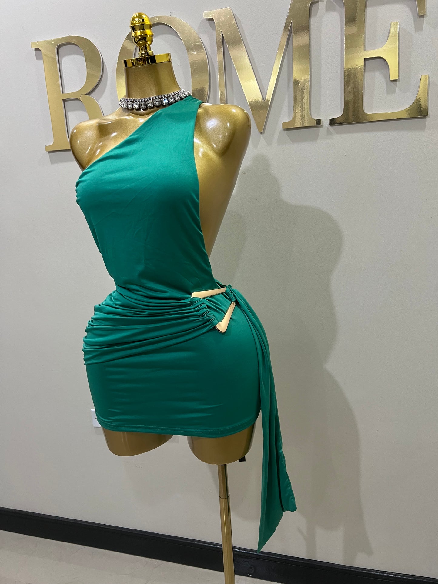 Angle Super Mini Allegra Dress (Green)