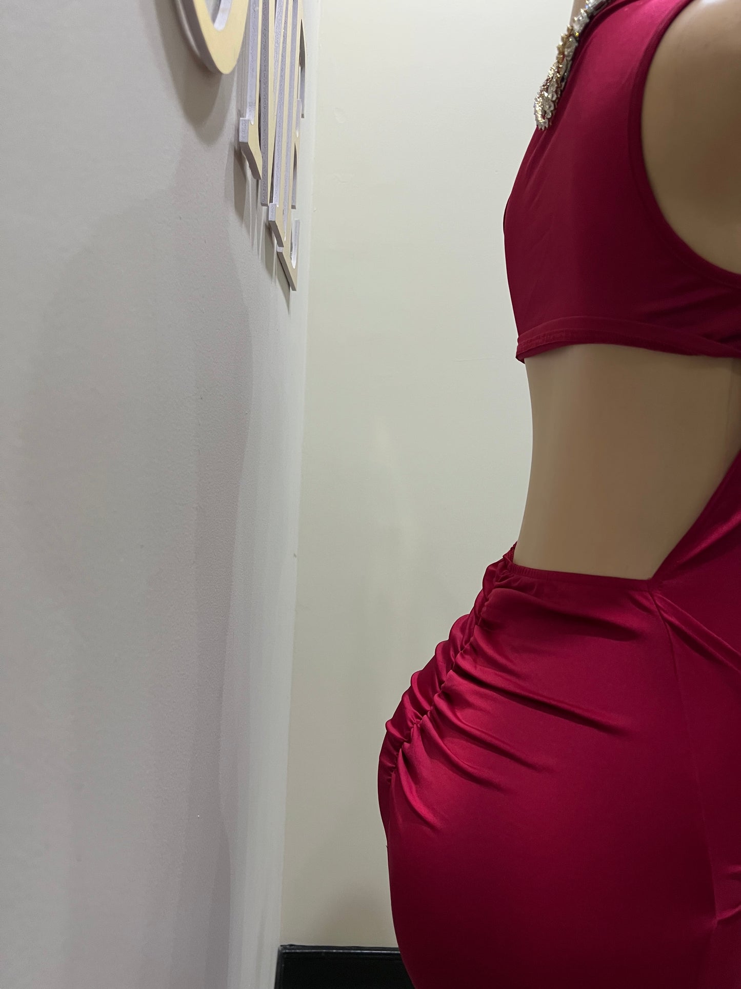 Hailey Backless Dress (Burgundy)