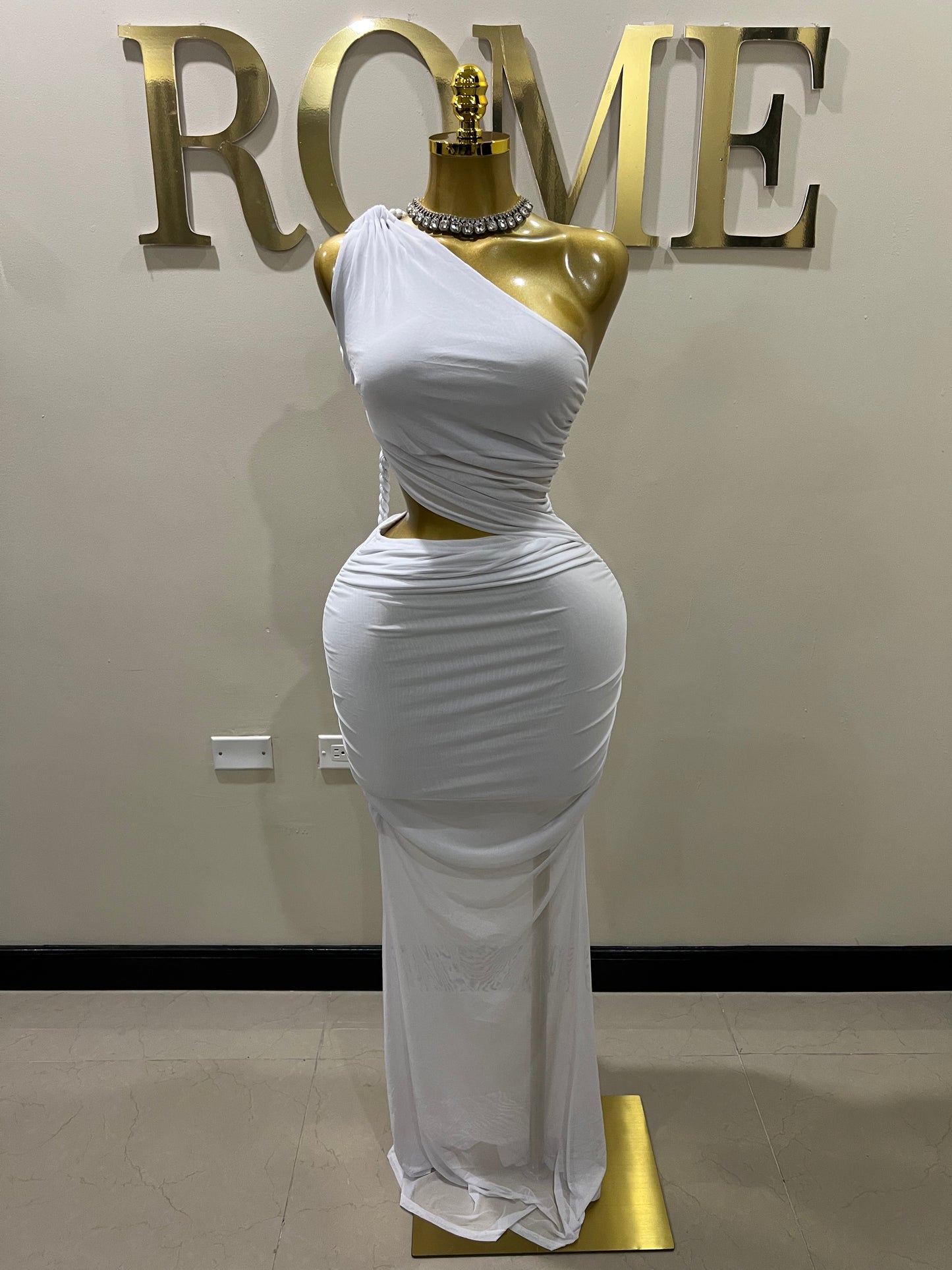 Emma Giselle Mesh Rope Dress (White)