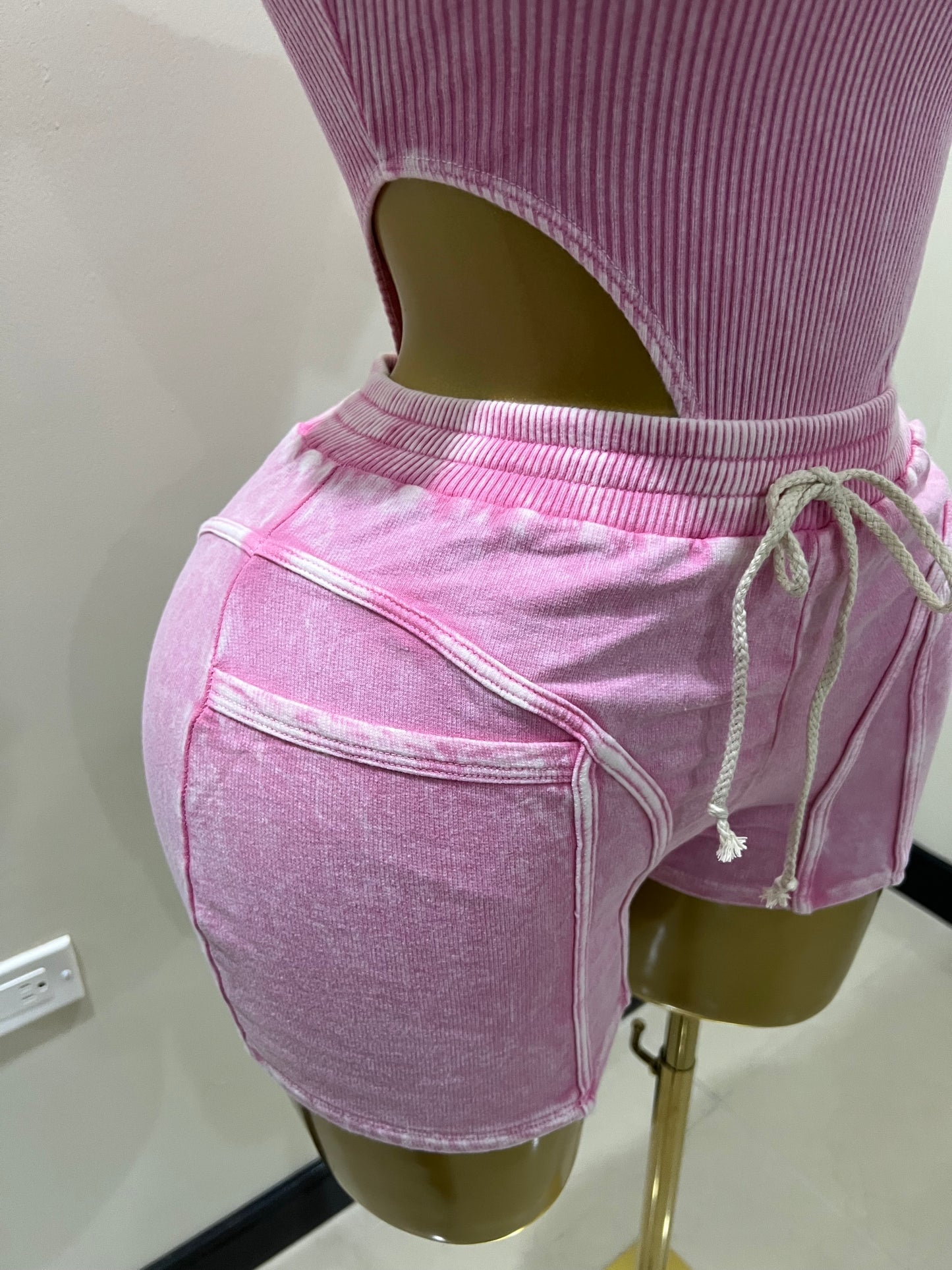 Tianna Bodysuit Shorts Set (Pink)