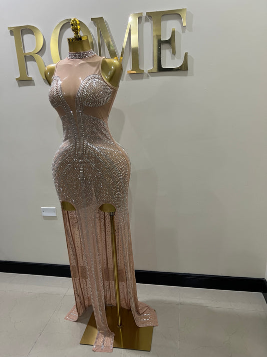 Athena Crystal Dress (Nude)