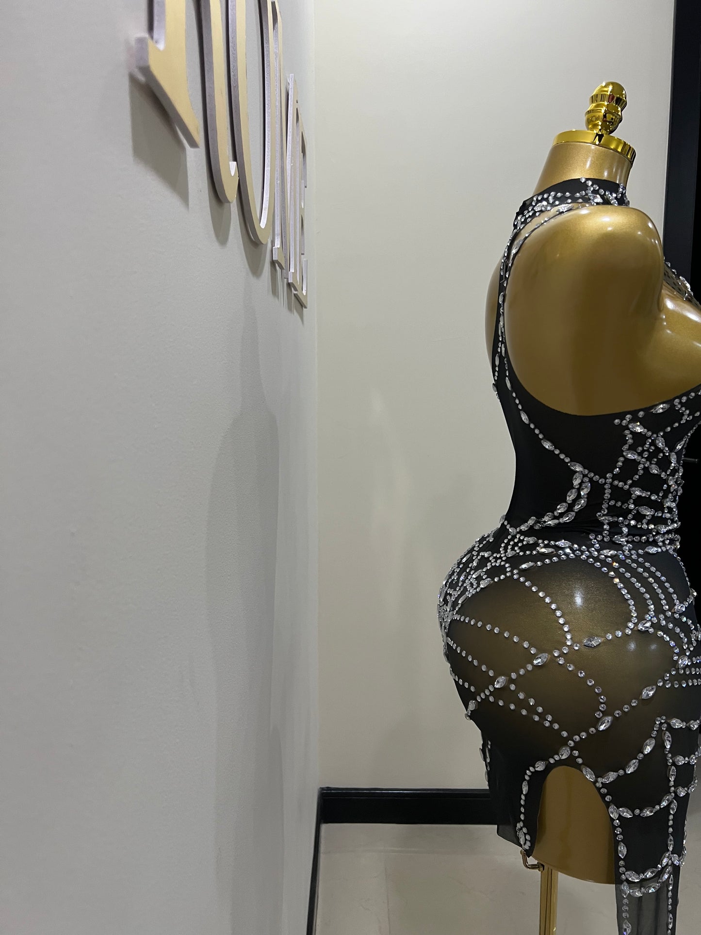 Charlotte’s Web Gemstone Mesh Dress (Black)