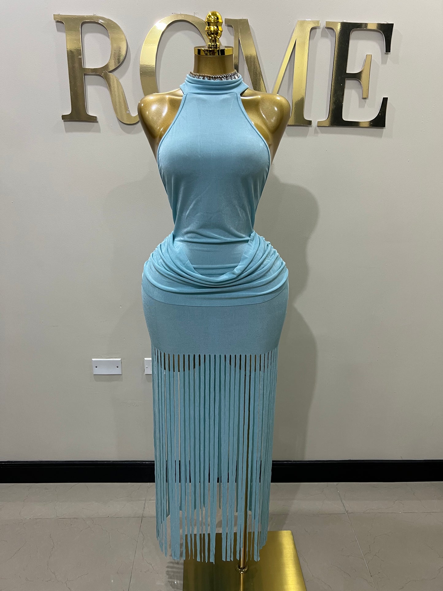 Alice Fringe Dress (Blue)