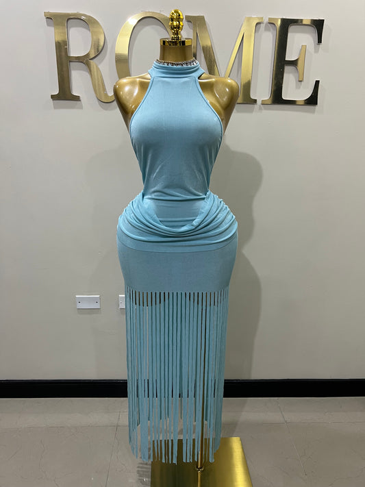 Alice Fringe Dress (Blue)